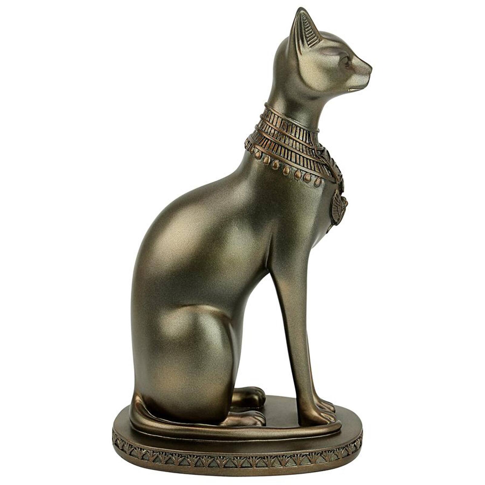 11.5" Gold Cat Goddess of Ancient Egypt Statue