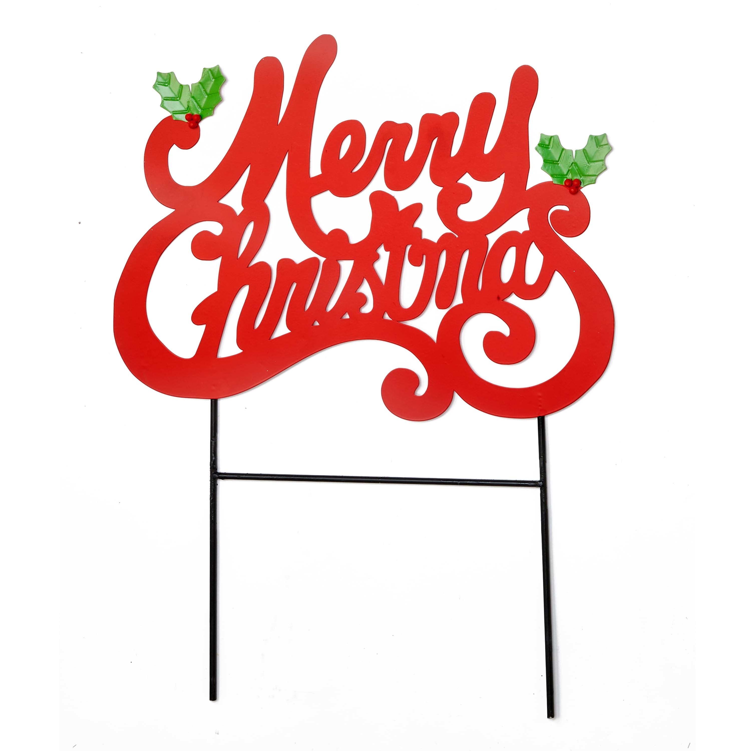 17" Metal Merry Christmas Sign Yard Stake