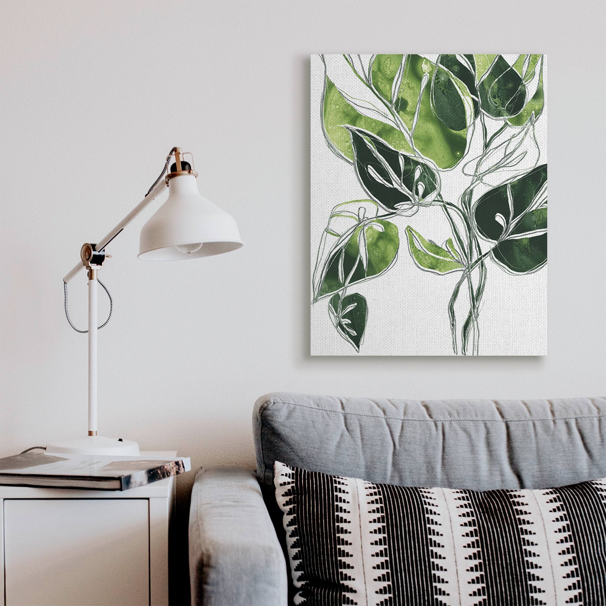 Stupell Industries Intricate Palm Vines Unique Green Leaves Canvas Wall Art