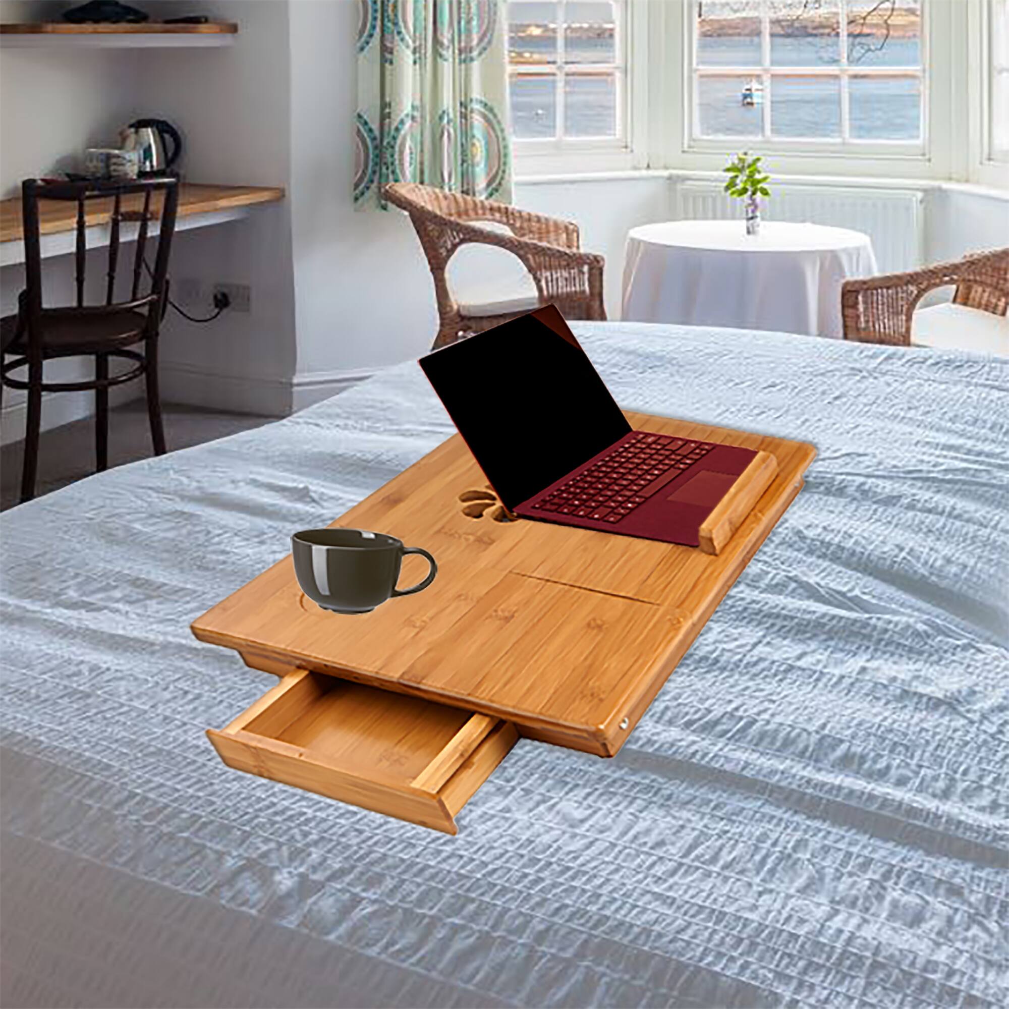 Mind Reader 21&#x22; Adjustable Laptop Coolpad Flip Top Laptop Desk