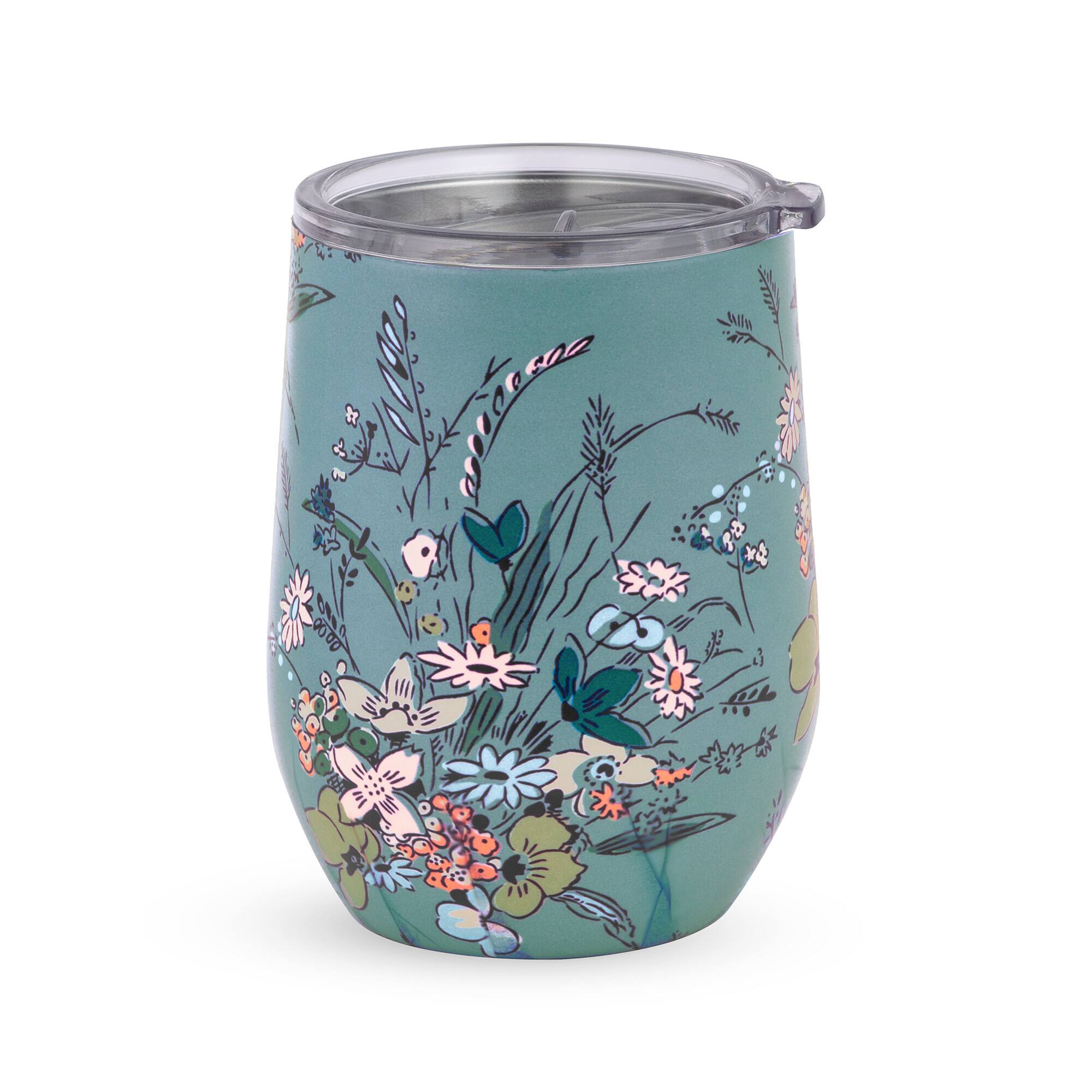 Vera Bradley® 12oz. Sunlit Garden Greek Sage Stainless Steel Wine Tumbler
