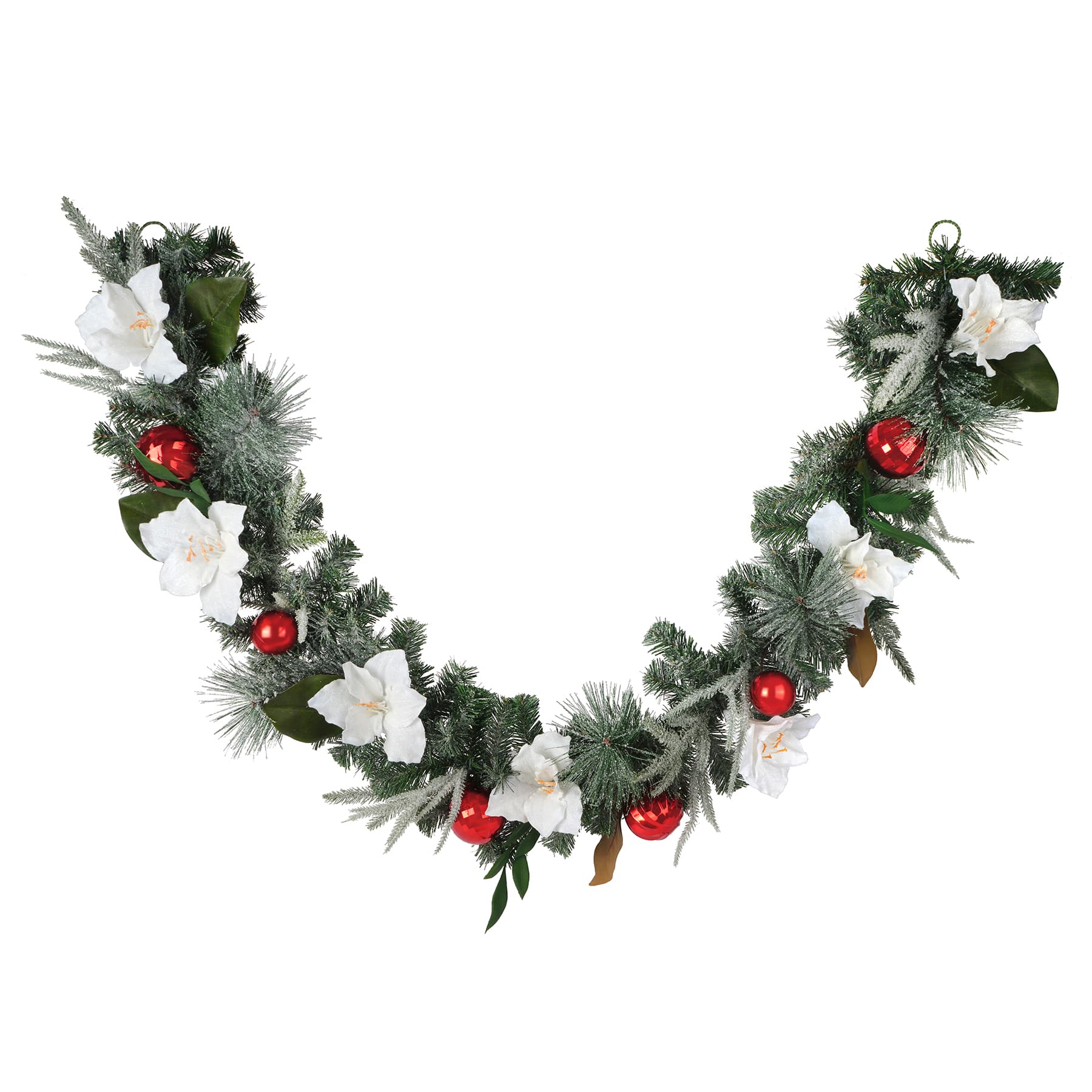 6ft. White Amaryllis & Red Ornament Garland by Ashland®