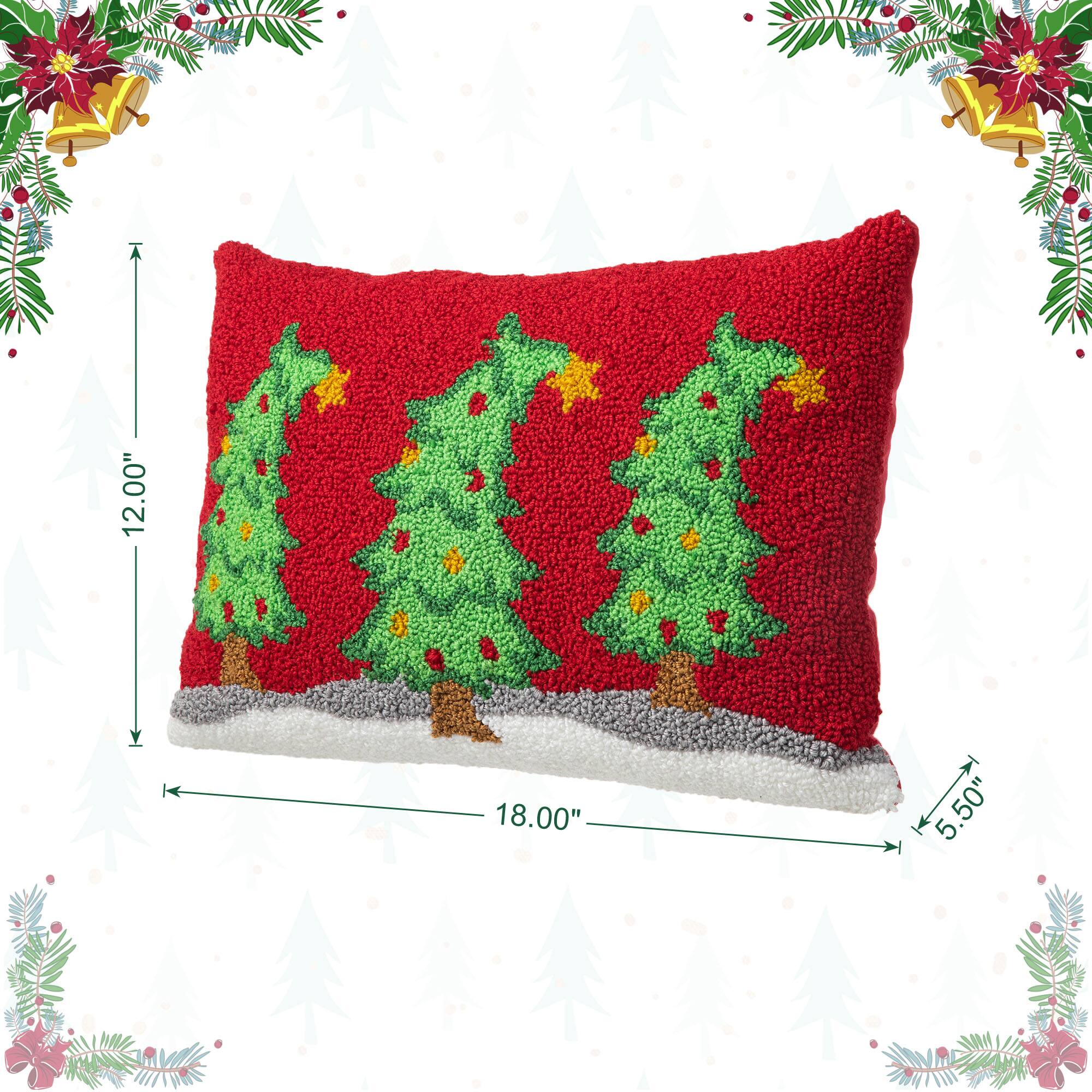 Glitzhome® 18" Hooked Bent Trees Pillow