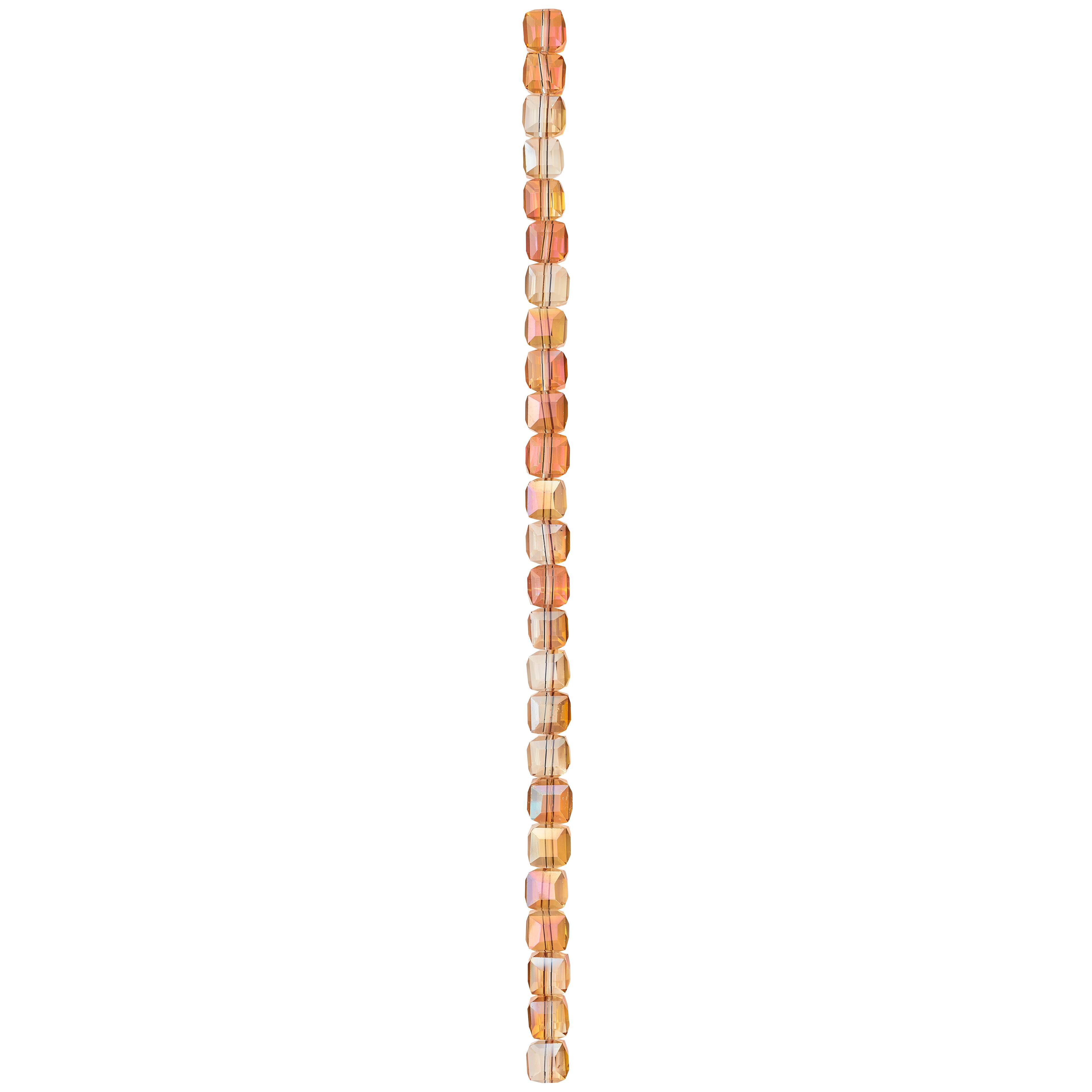 12 Pack: Gold Champagne Glass Cube Beads, 8mm by Bead Landing™
