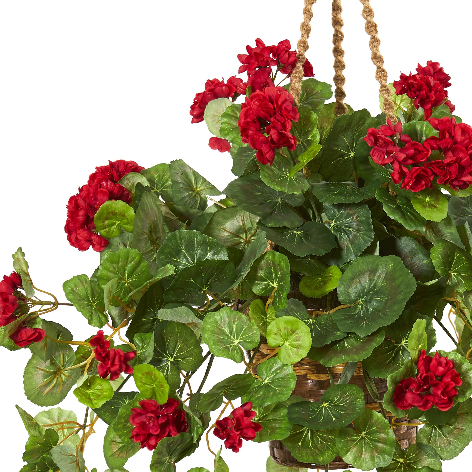 2.2ft. Red Geranium Artificial Plant in Hanging Basket