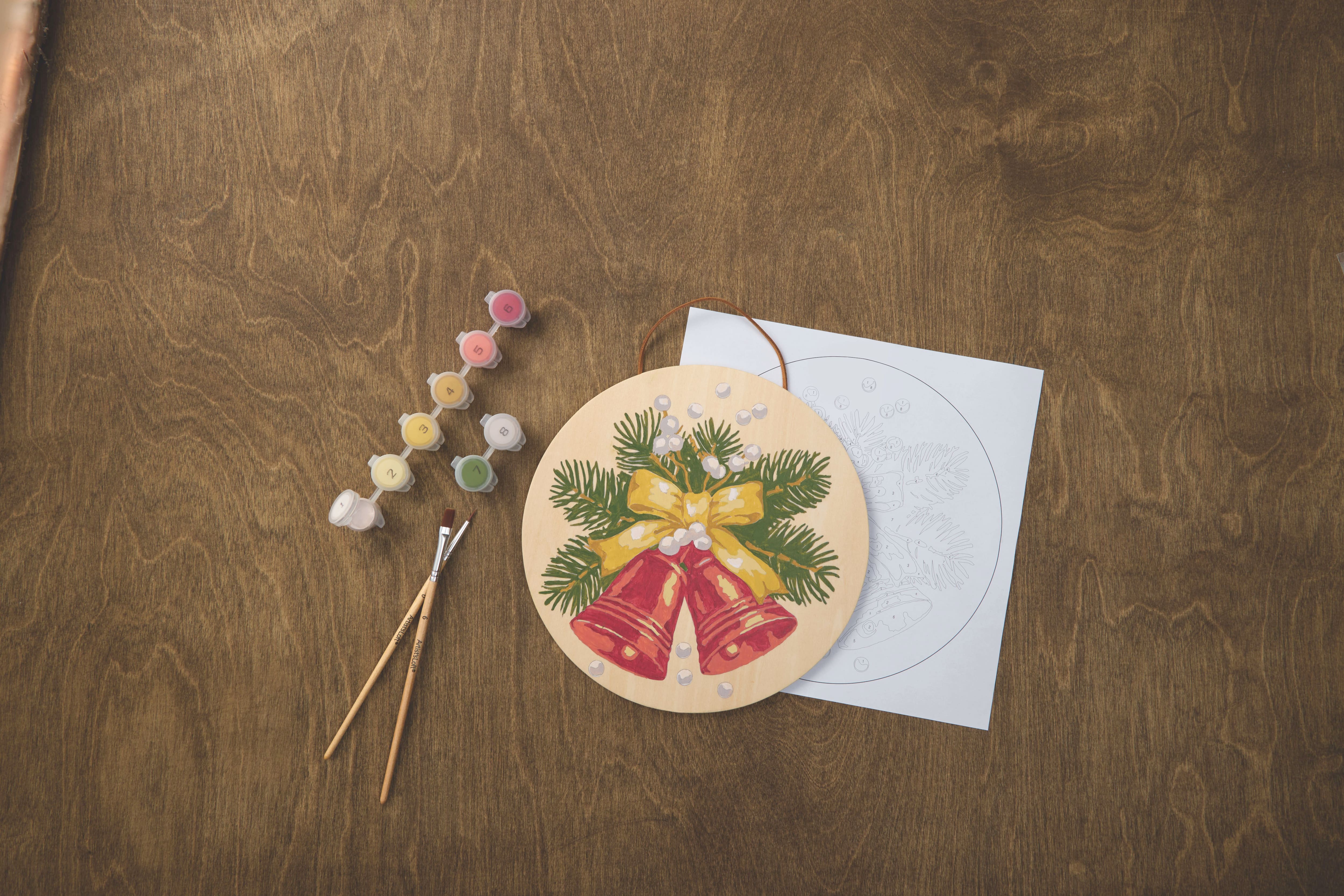8" Christmas Bells Paint-by-Number Plywood Surface Kit by Artist's Loft®