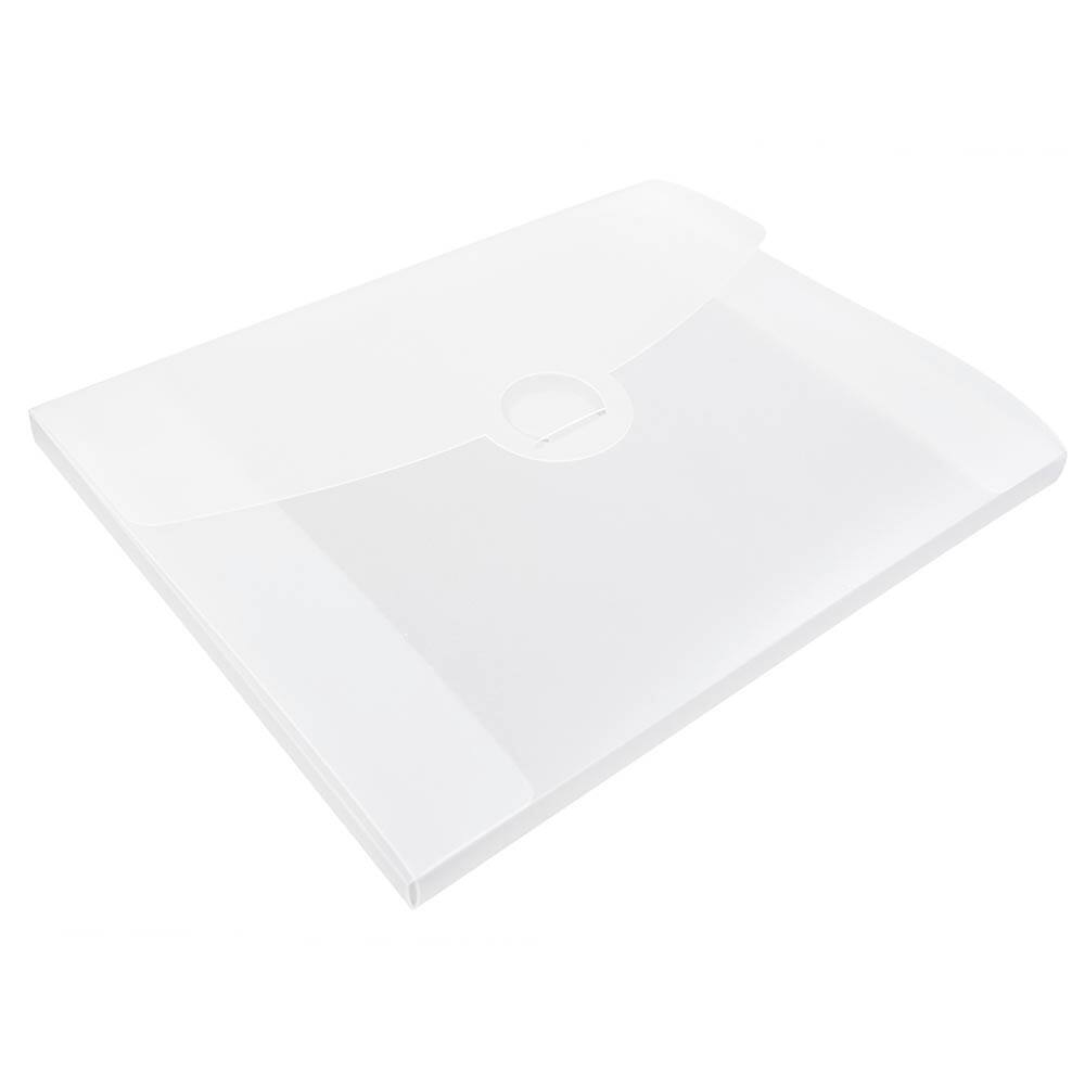 JAM Paper Clear Frost Plastic Portfolio with Circular Tuck Flap Closure 8.5" x 6.5"