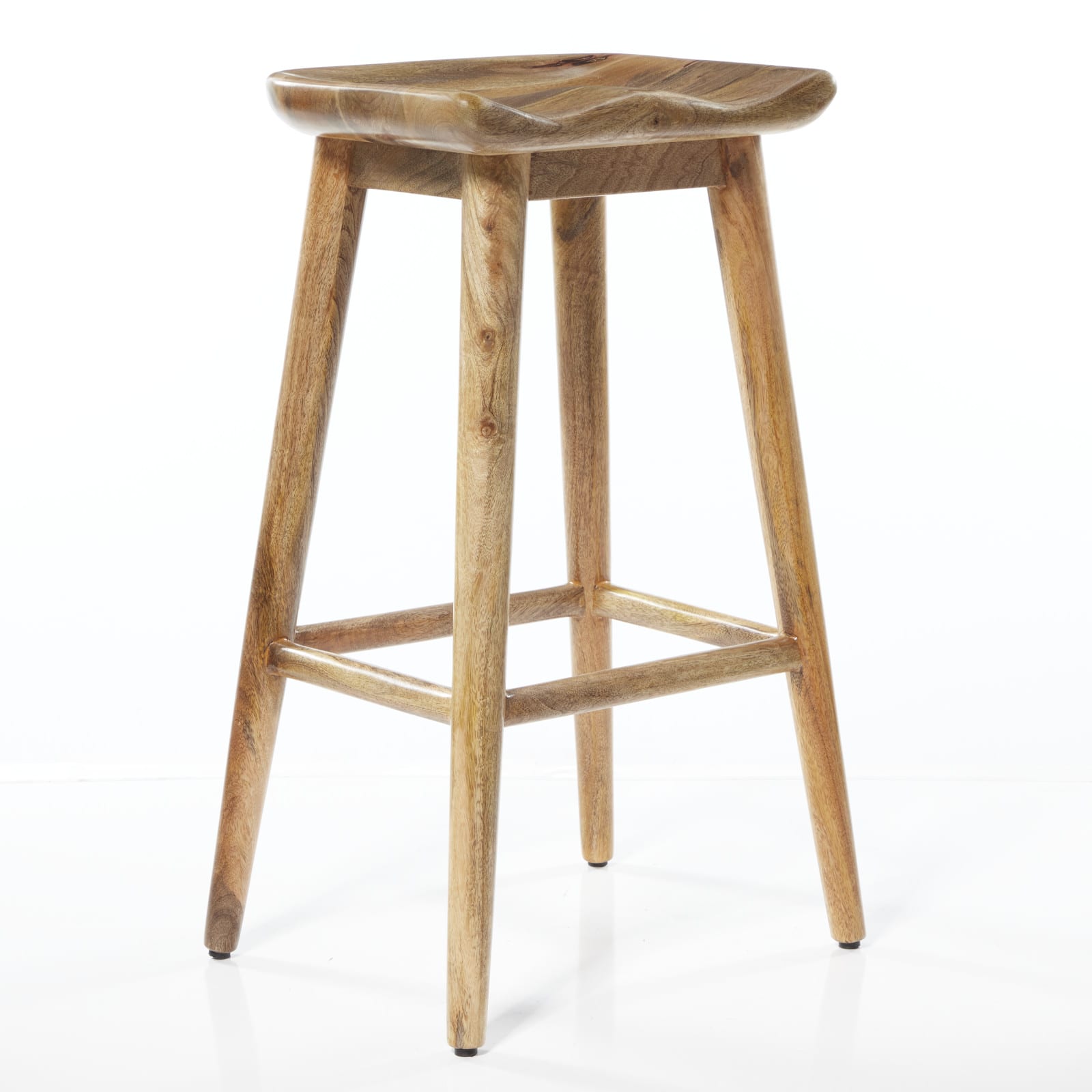 Brown Wood Contemporary Stool, 30&#x22; x 17&#x22; x 14&#x22;