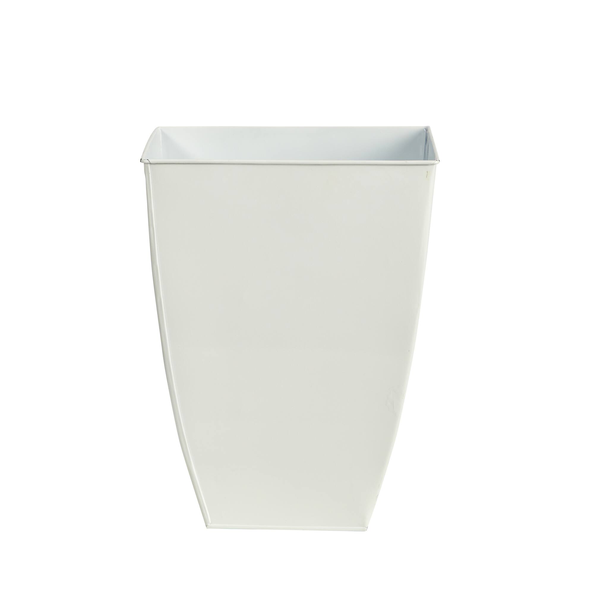 15" White Square Tin Planter