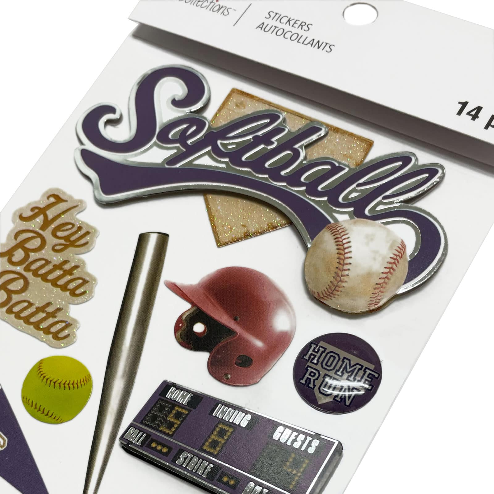 12 Pack: Softball Dimensional Stickers by Recollections™