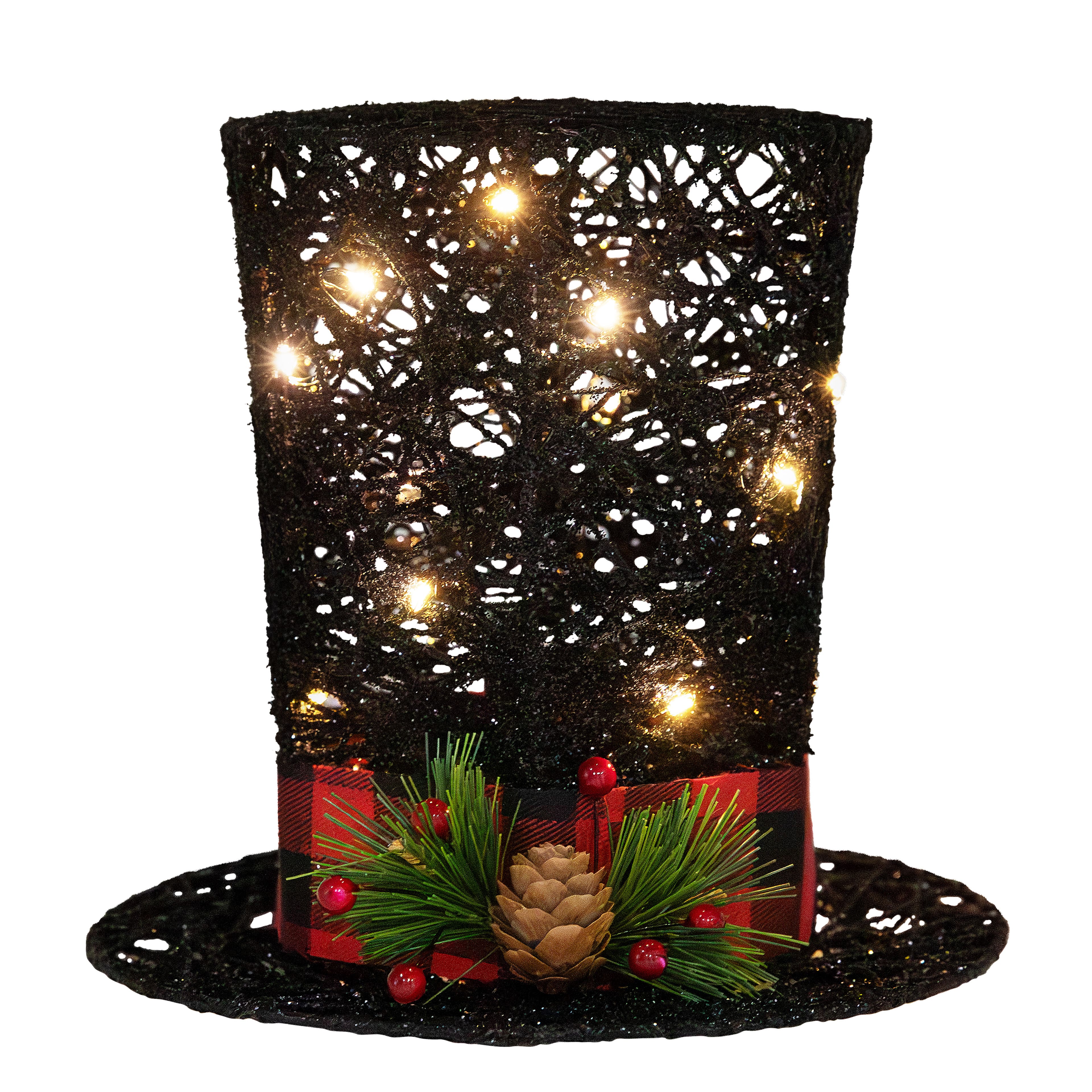 7&#x22; Black Glitter Top Hat LED Tree Topper by Ashland&#xAE;