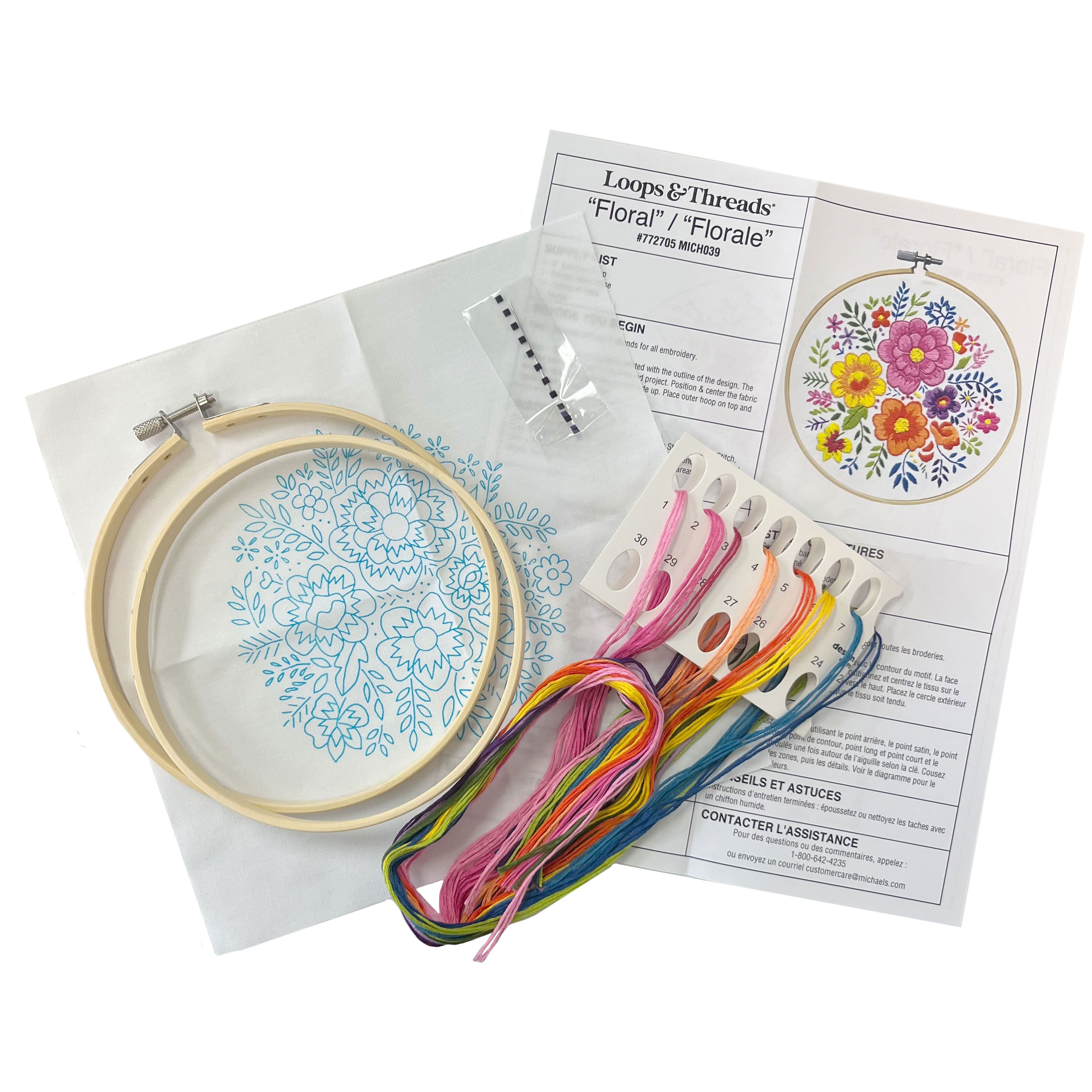 6&#x22; Floral Stamped Design Embroidery Kit with Hoop by Loops &#x26; Threads&#xAE;
