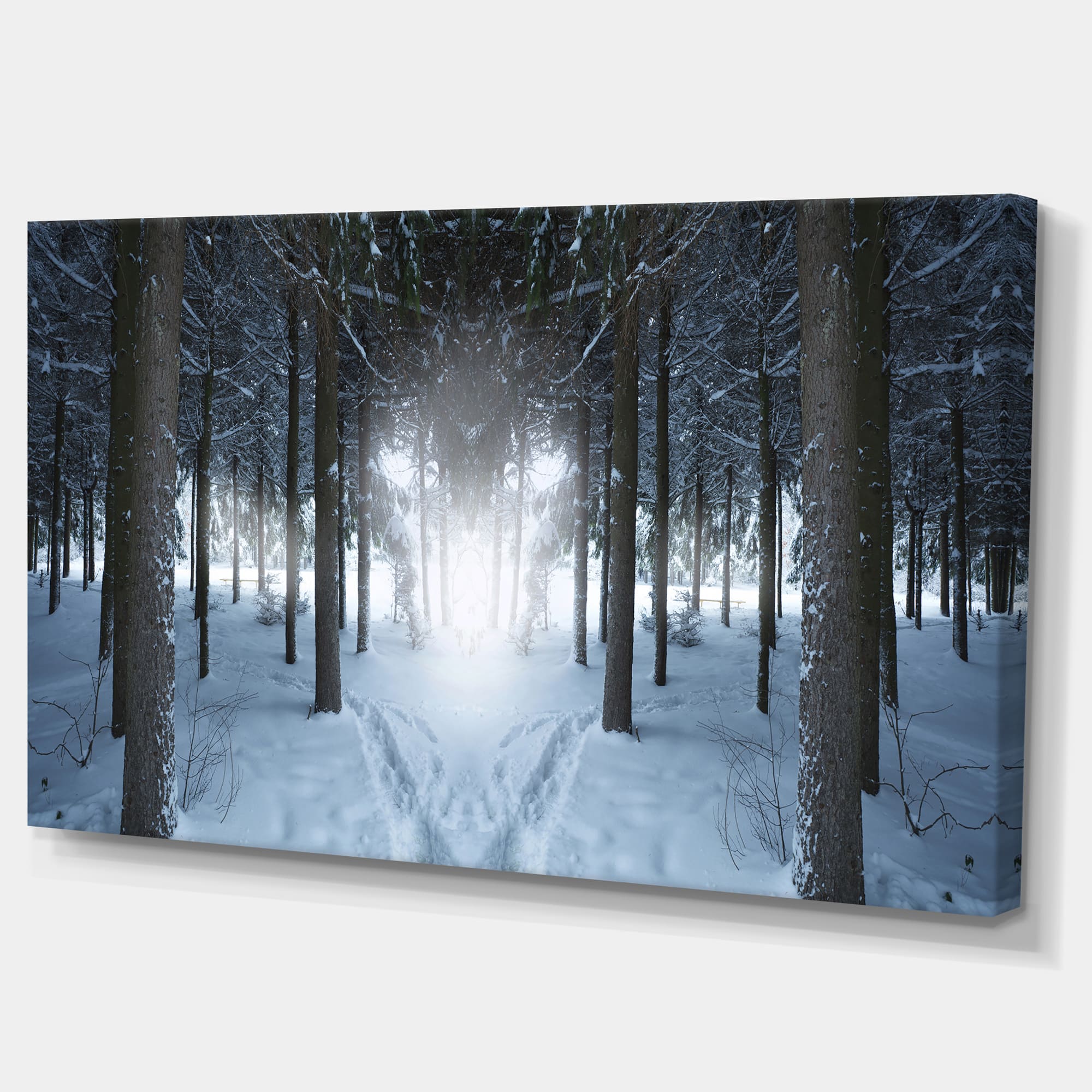 Designart - Winter Forest with Dark Woods - Landscape Canvas Art Print