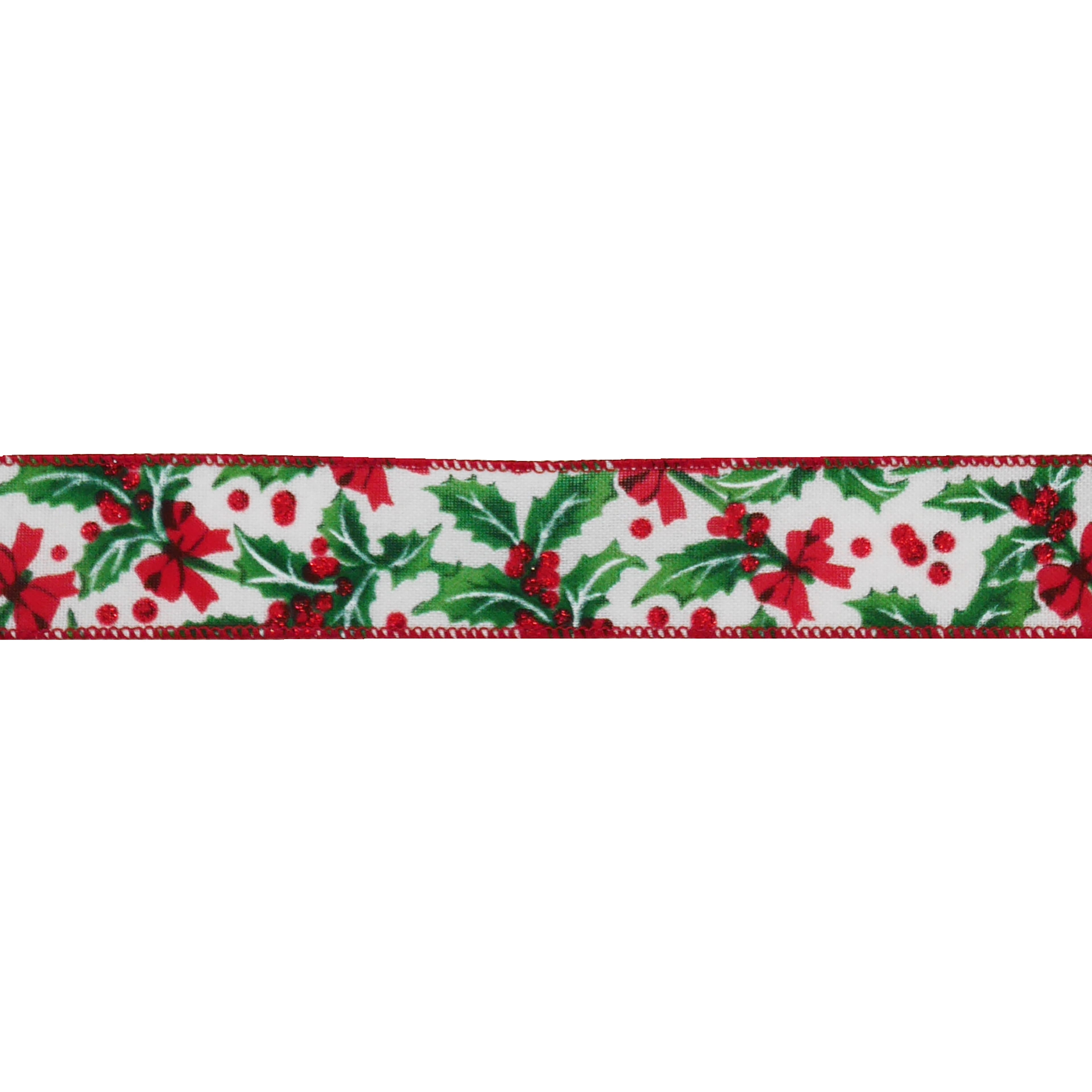 1.5&#x22; x 30ft. Holly &#x26; Bows Wired Ribbon by Celebrate It&#xAE;