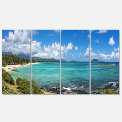 Designart - Kailua Beach in Oahu - Landscapes Sea & Shore Photographic on Wrapped Canvas set in Blue | 48" x 28" - 4 Panels | Michaels®