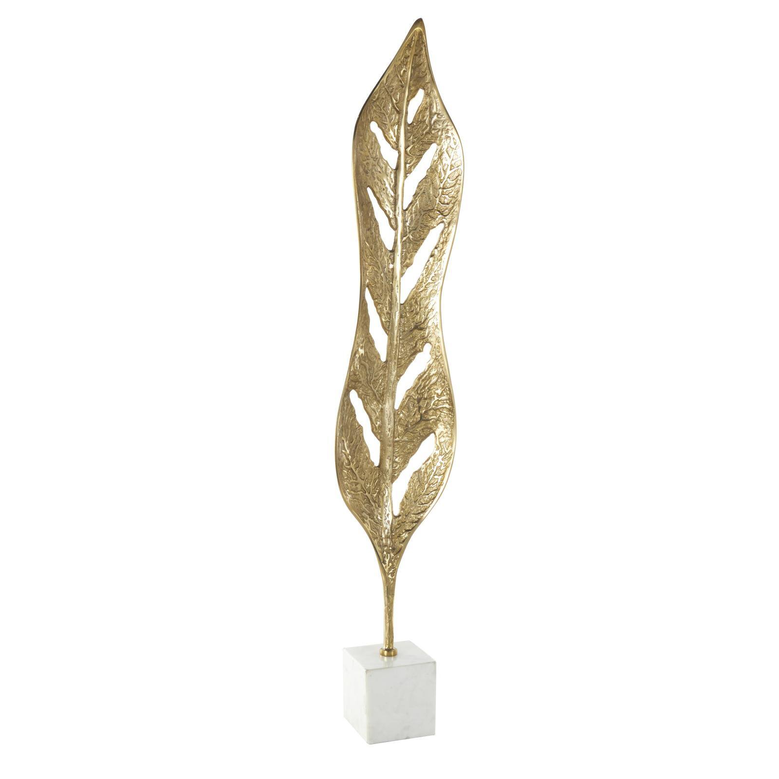 43" Gold Metal Leaf Tall Textured Cutout Sculpture