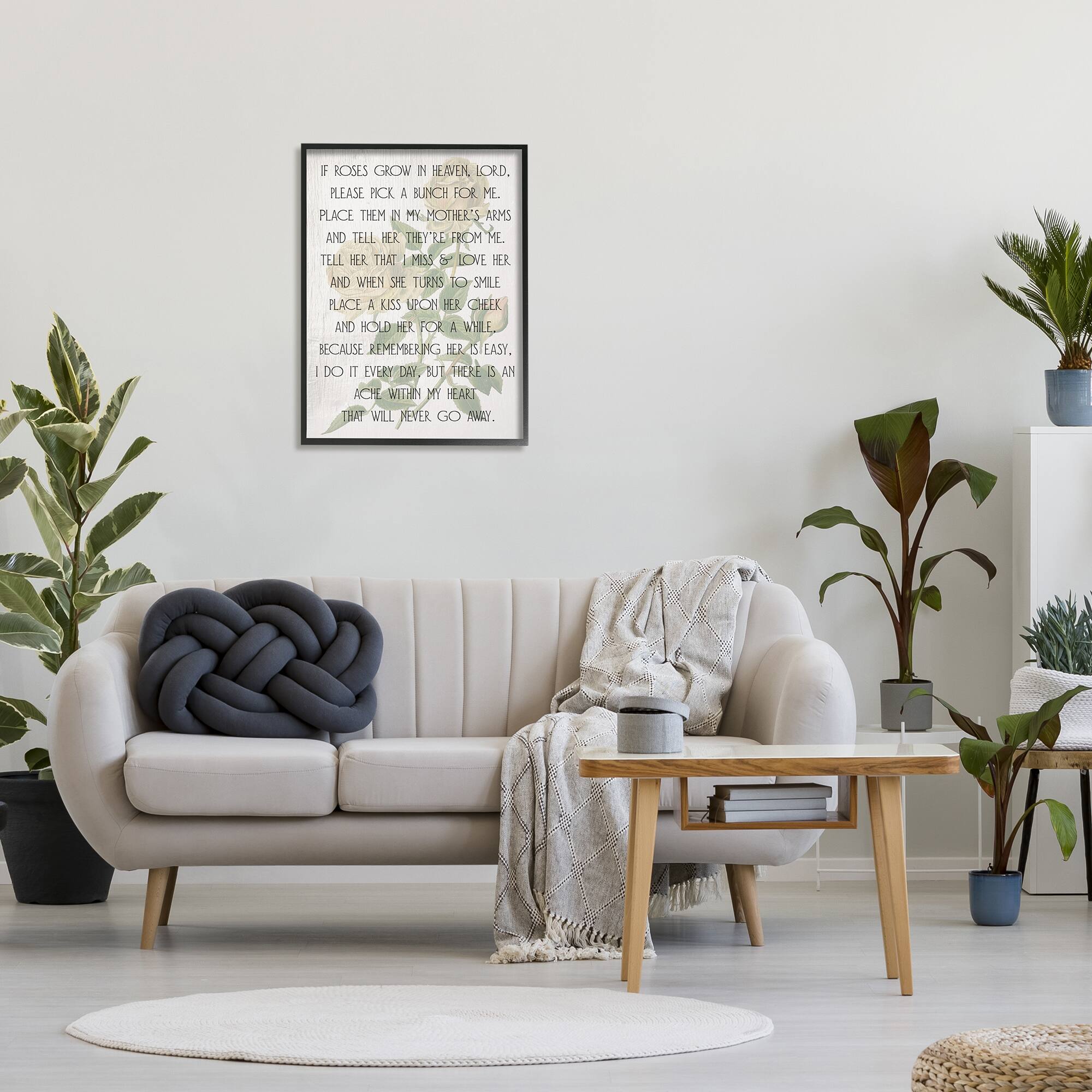 Stupell Industries If Roses Grow in Heaven Phrase Yellow Flower Framed Wall Art