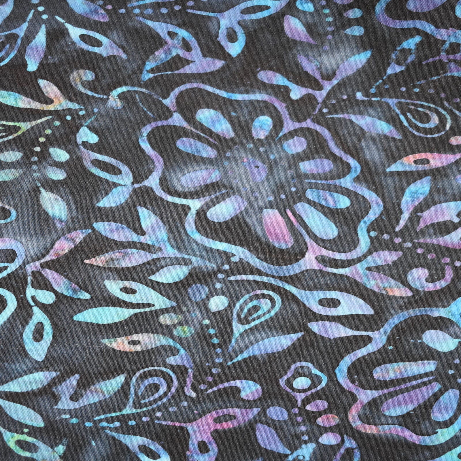 Feldman Batik Navy Rainbow Stamp Large Floral Cotton Fabric
