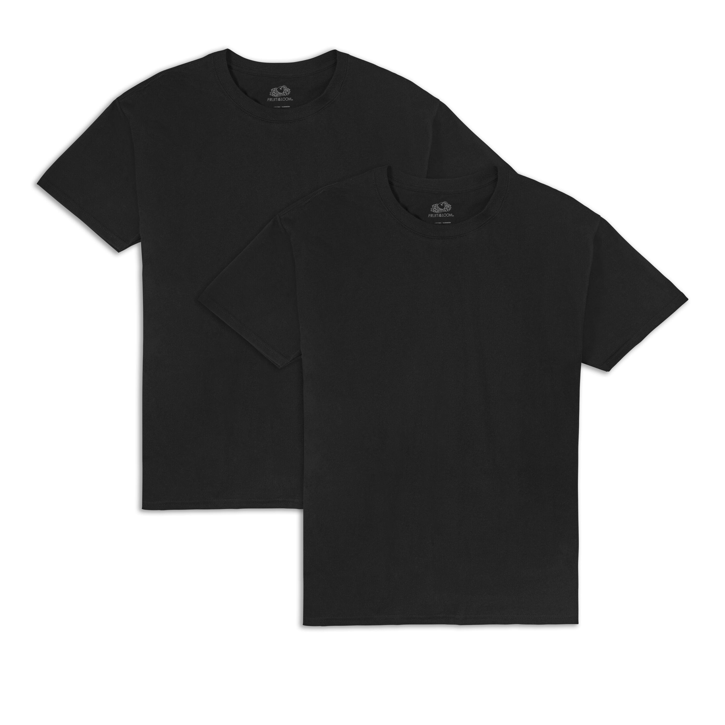 Fruit of the Loom EverSoft Mens Short Sleeve Crew T-Shirt 2 ct in Black Ink | Large