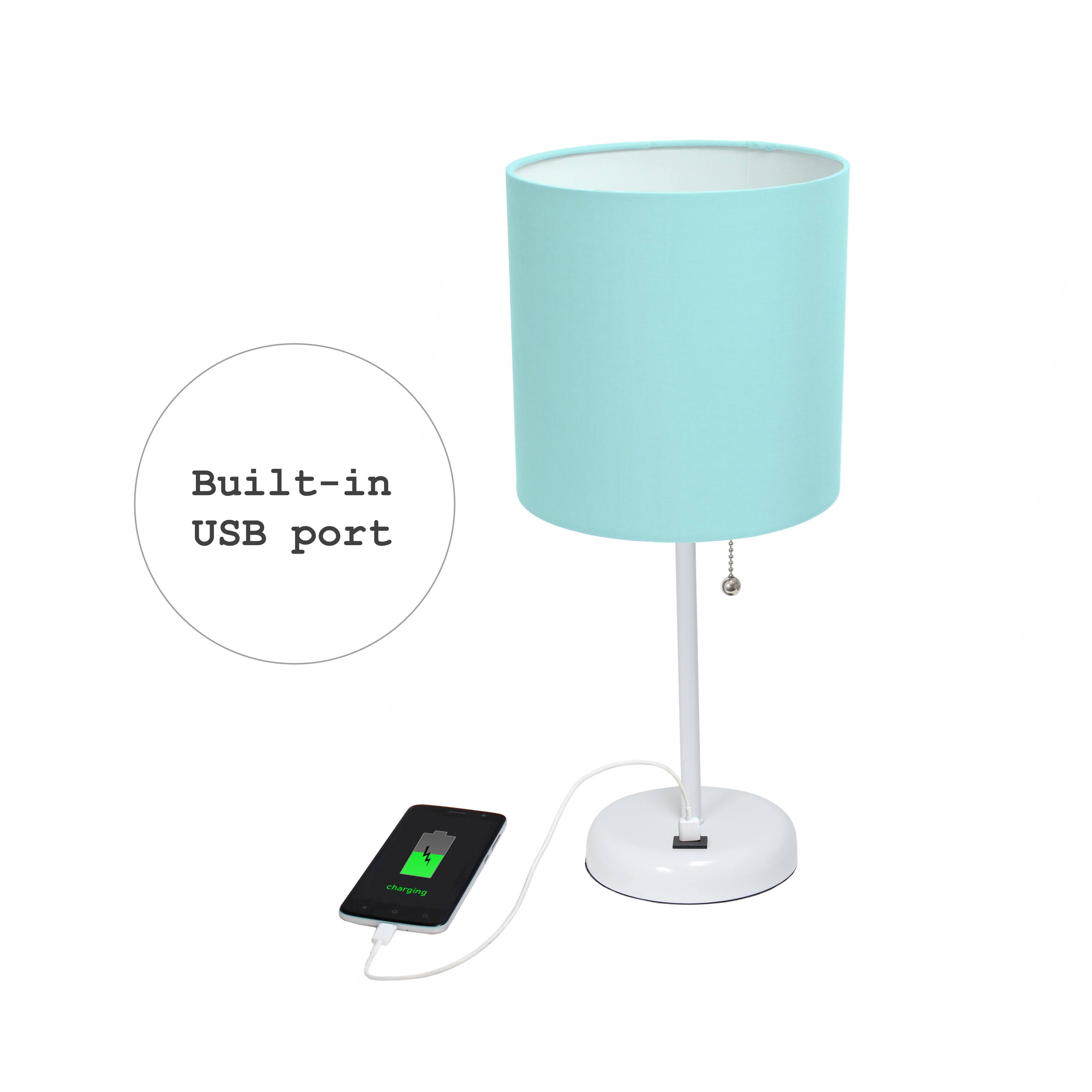 LimeLights White Base Lamp with USB Charging Port