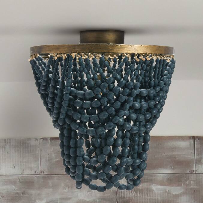 Hello Honey&#xAE; 2-Tier Draped Wood Bead Semi-Flush Mount Ceiling Light