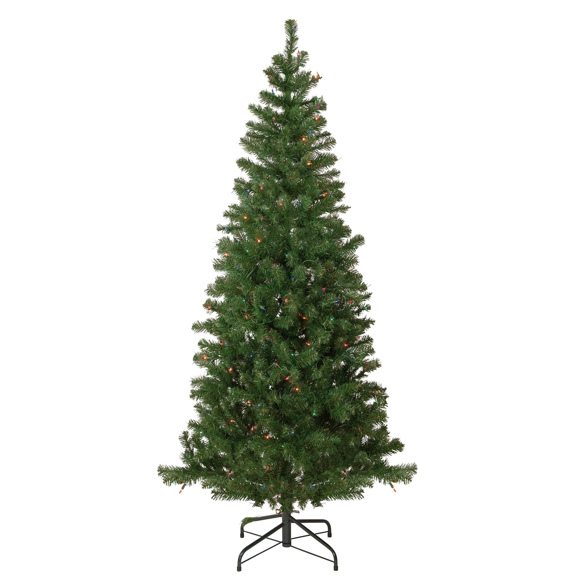 6ft. Pre-Lit Wilson Pine Slim Artificial Christmas Tree, Multicolor Lights