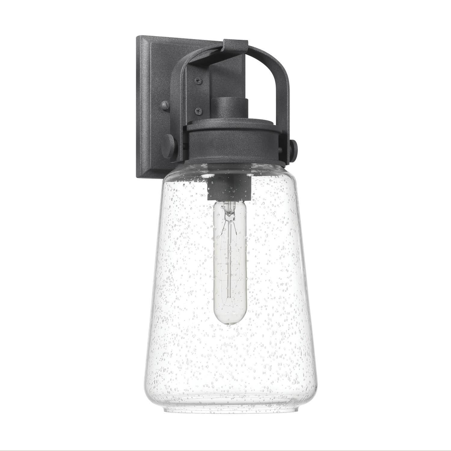 Hello Honey® Gage Distressed Zinc Industrial Tapered Seedy Glass & Metal Wall Mounted Outdoor Light