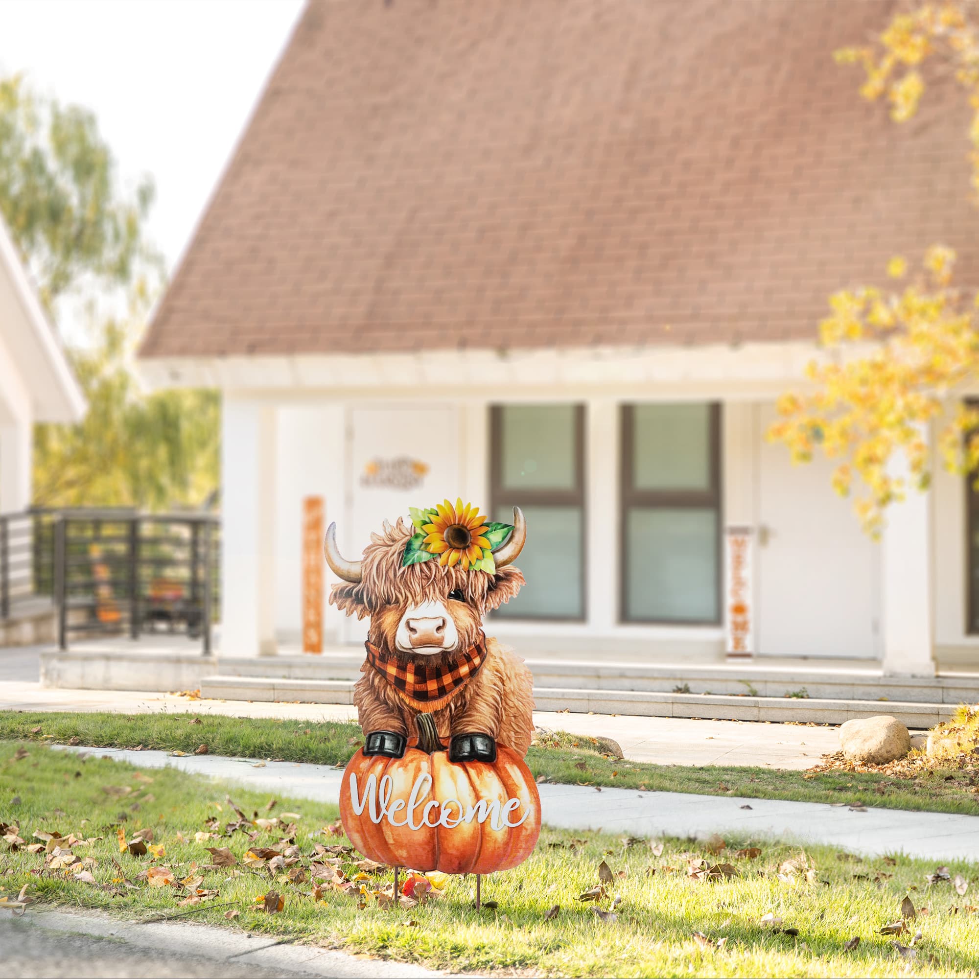 Glitzhome&#xAE; 29.75&#x22; Fall Highland Cow Yard Stake or Wall Decor