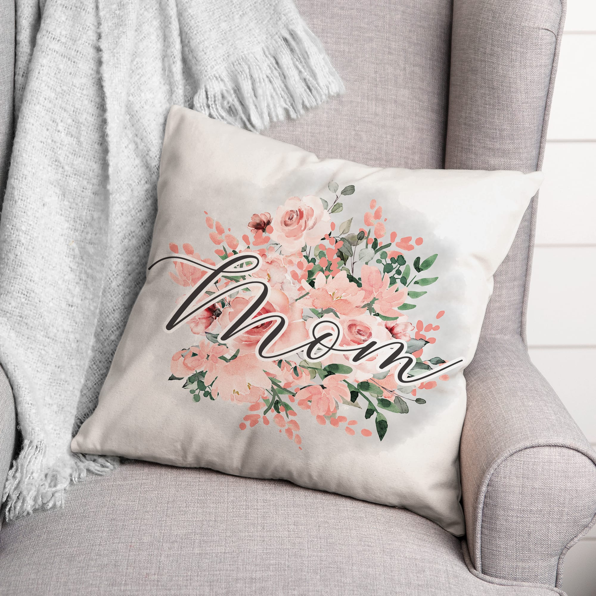 Mom Floral Throw Pillow