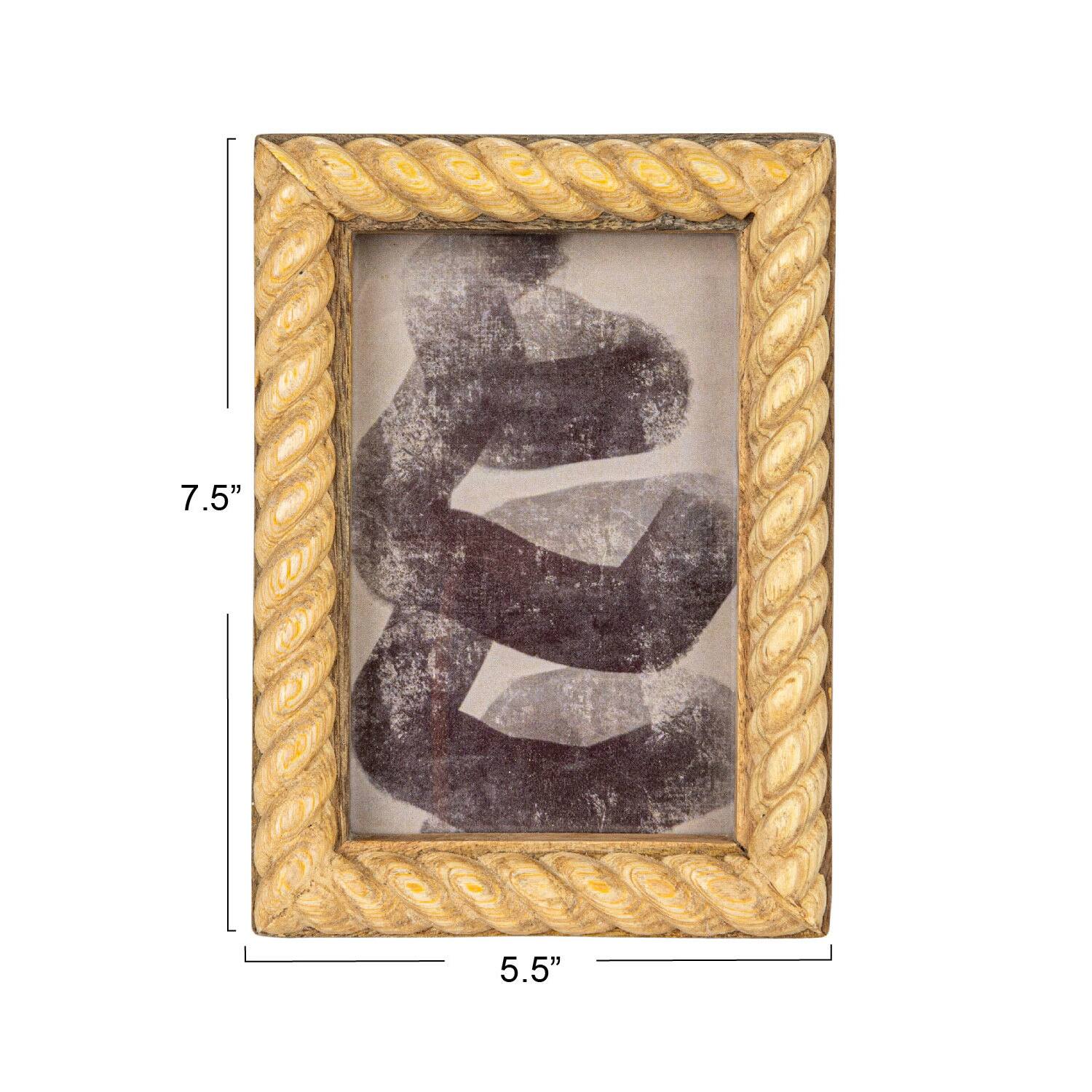 Hello Honey® 4" x 6" Bleached Hand Carved Mango Wood Photo Frame