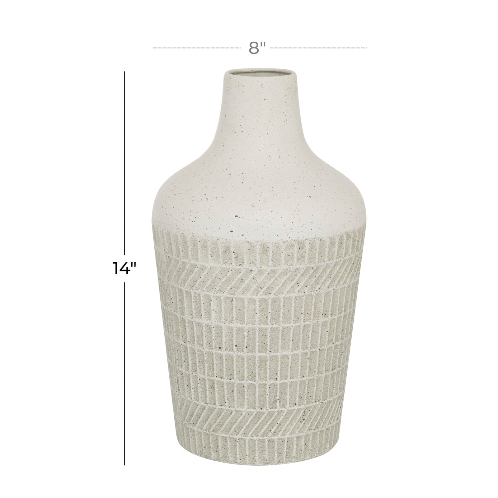 White Metal Contemporary Style Vase, 13&#x22; x 8&#x22; x 8&#x22;