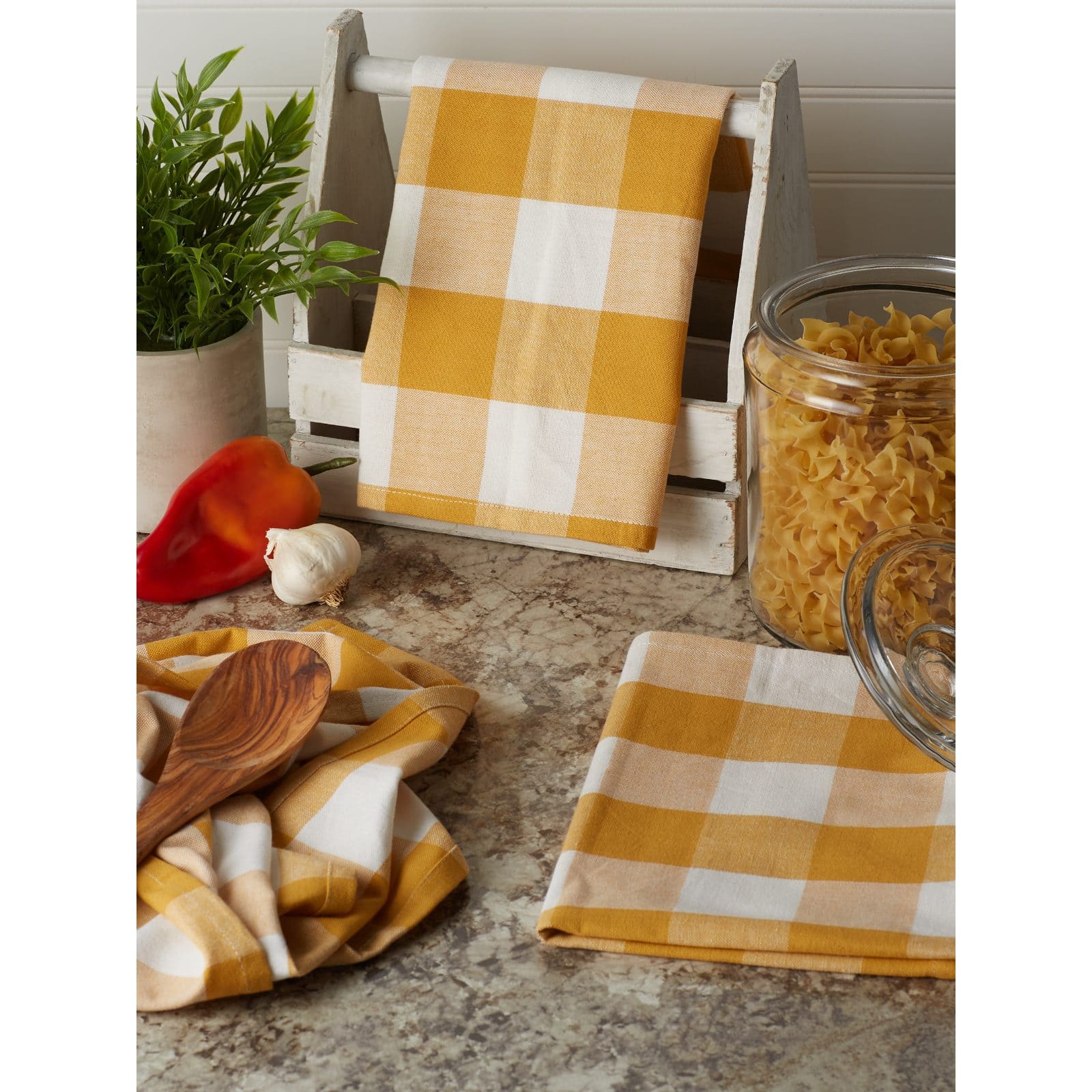 DII Honey Gold Buffalo Check Dishtowel (Set of 3)