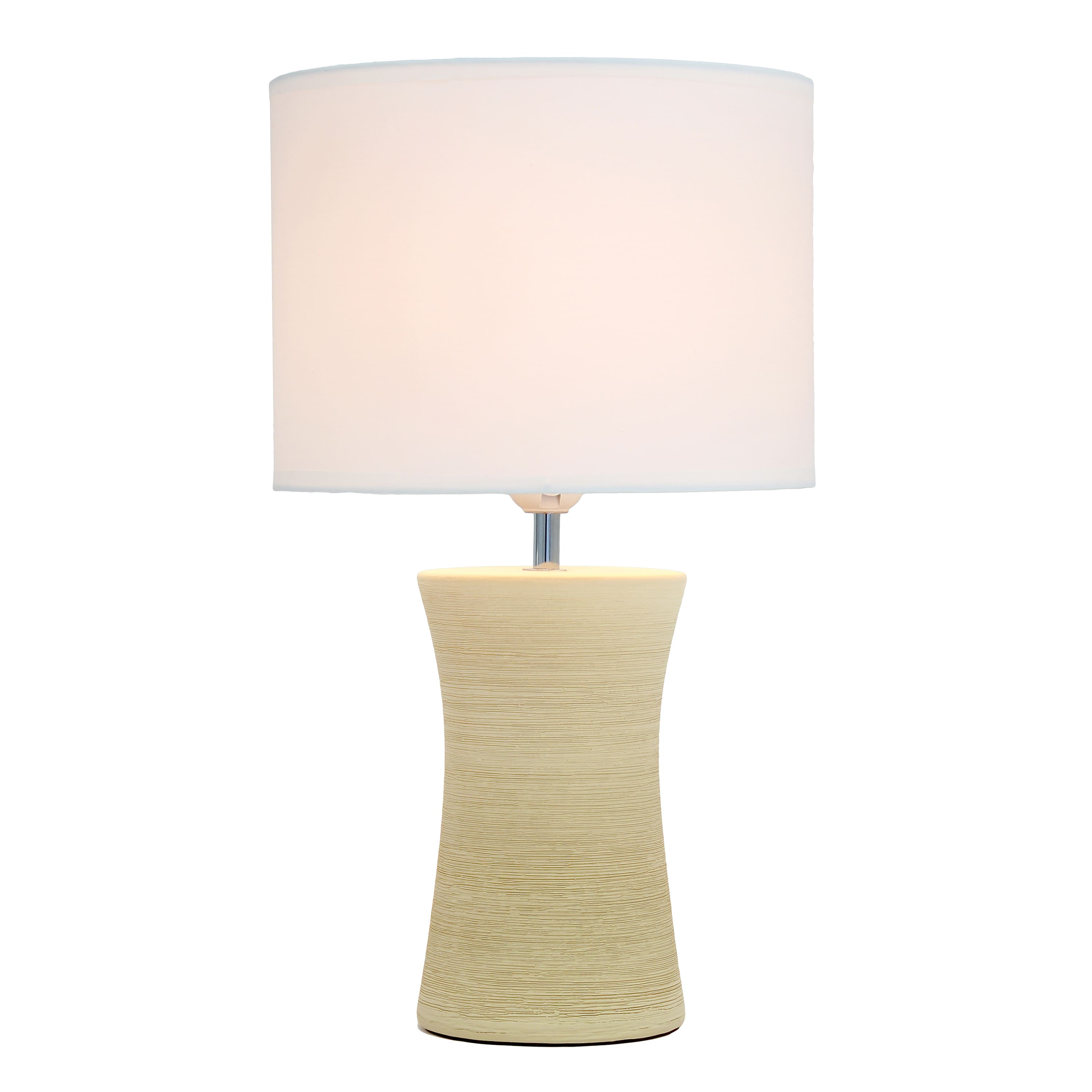Simple Designs White Shade Ceramic Hourglass Table Lamp