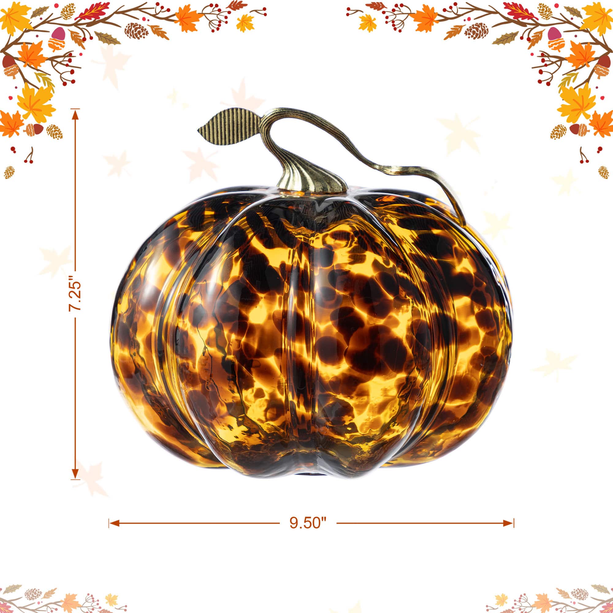 Glitzhome&#xAE; Amber Dots Glass Pumpkin