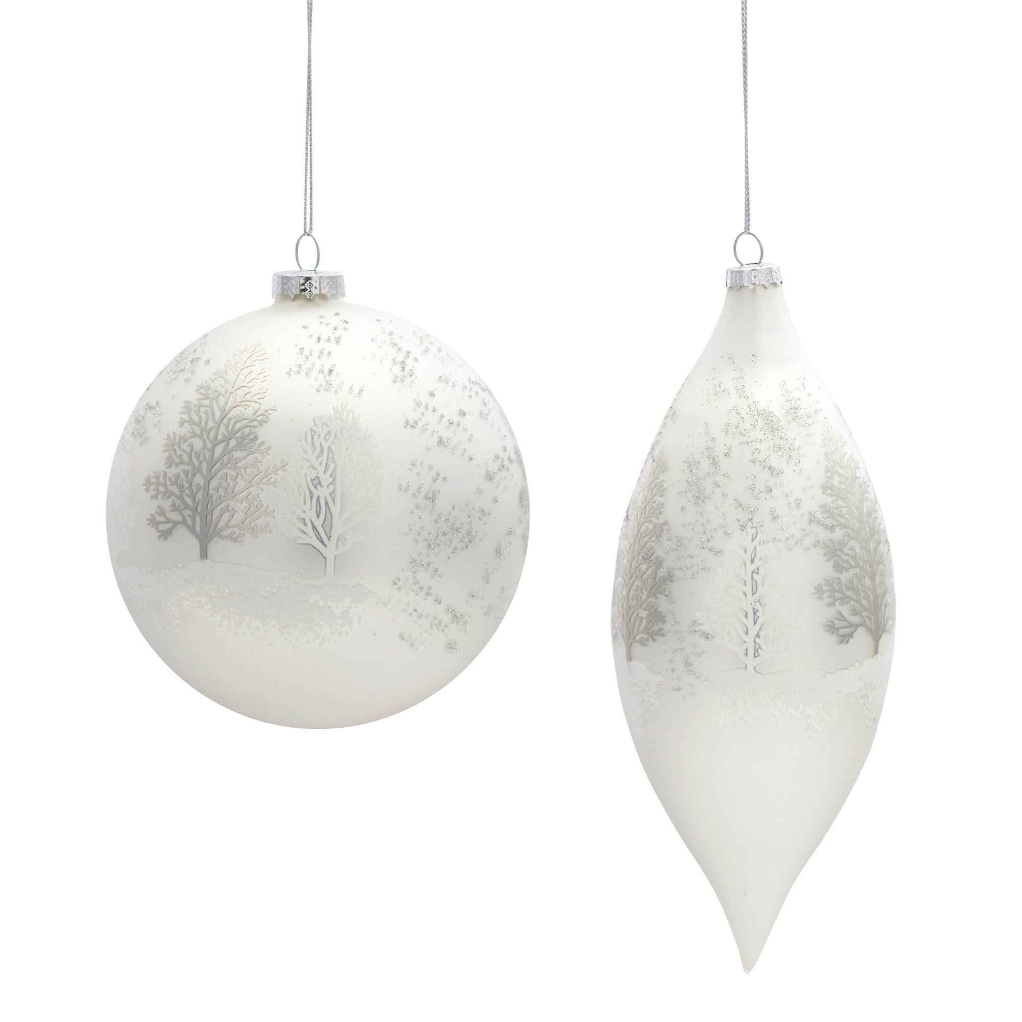 White Glass Ornament Set, 5.5" & 8.5" Michaels