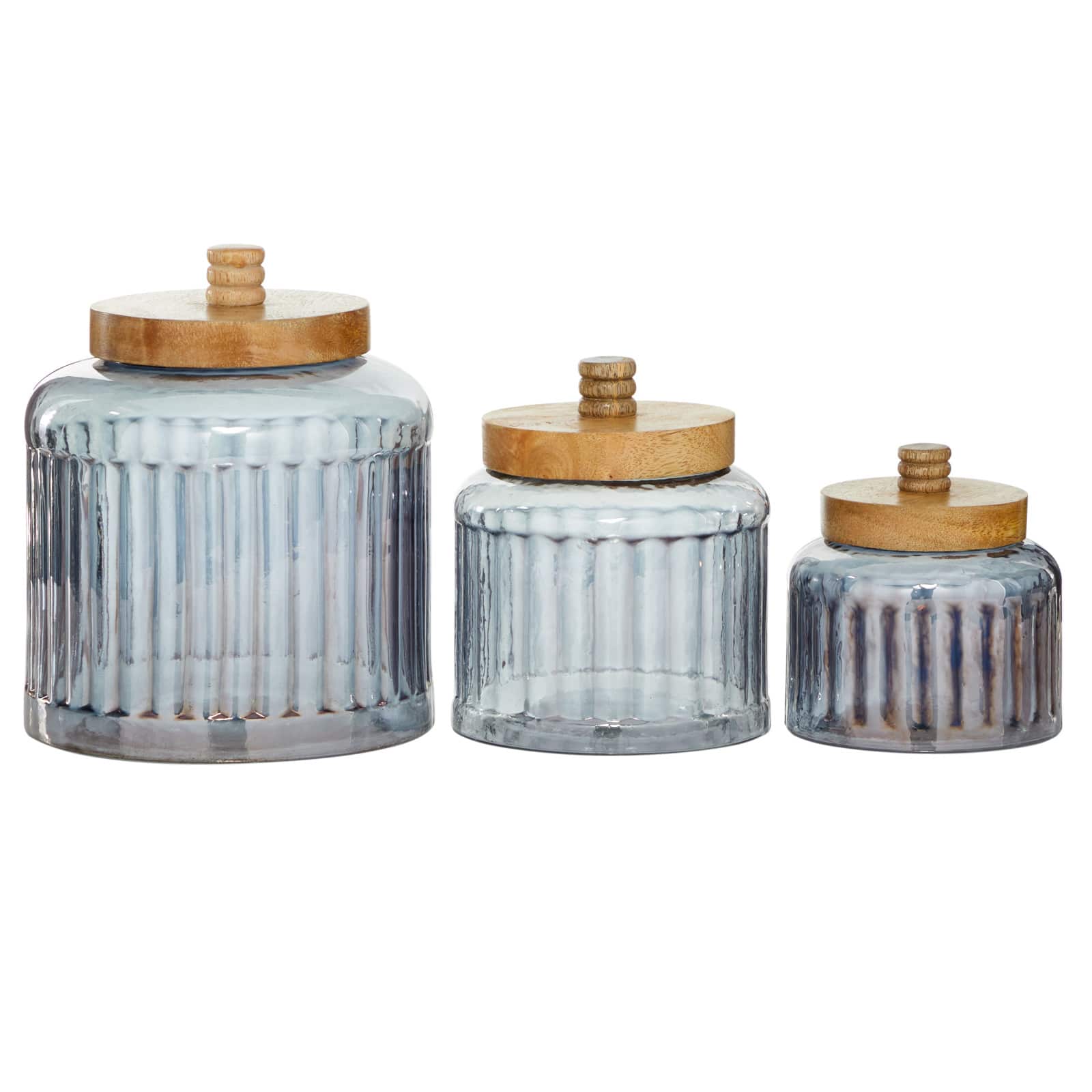 The Novogratz Gray Glass Farmhouse Decorative Jar Set