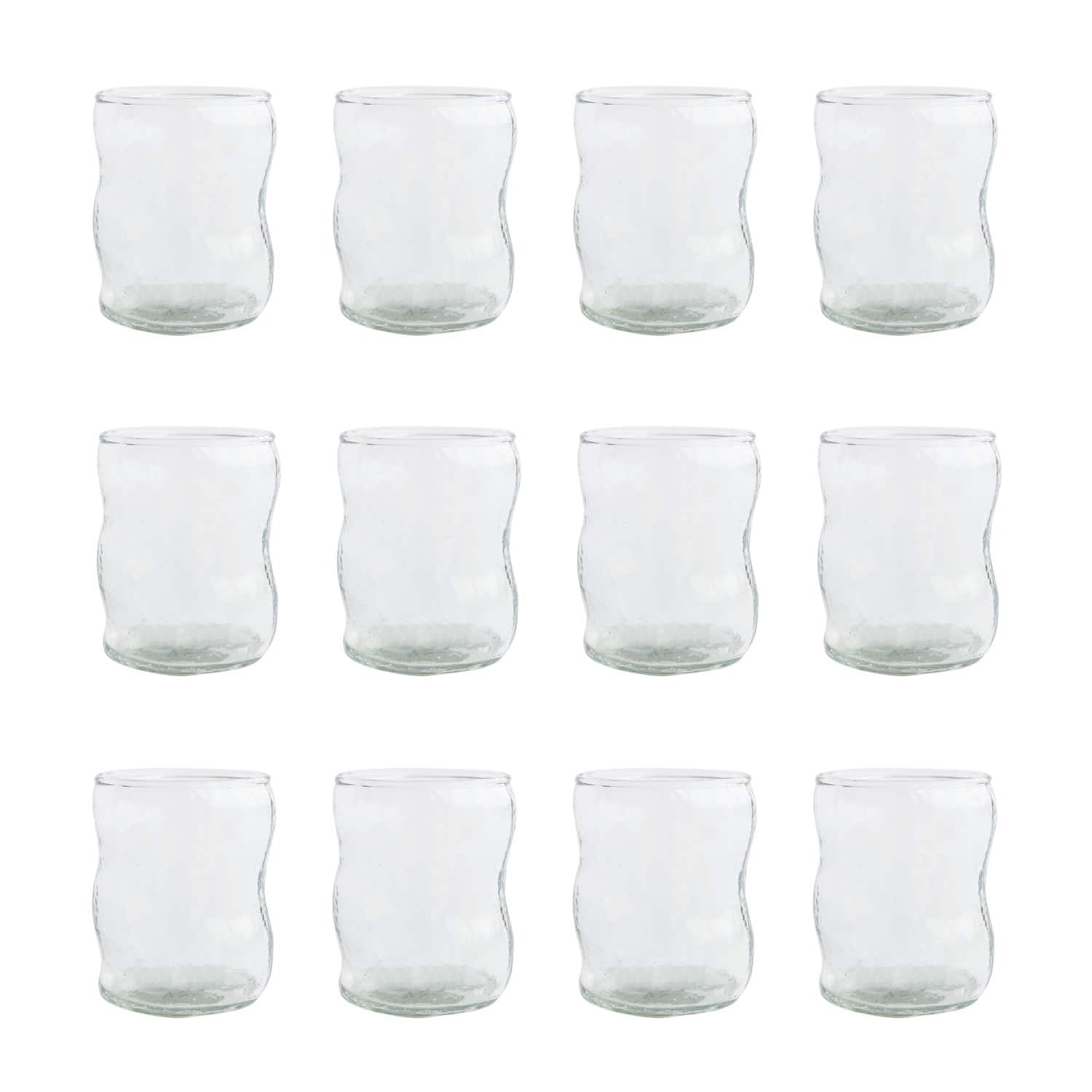 7oz. Clear Organic-Shaped Reclaimed Glass Drinking Glasses, 12ct.