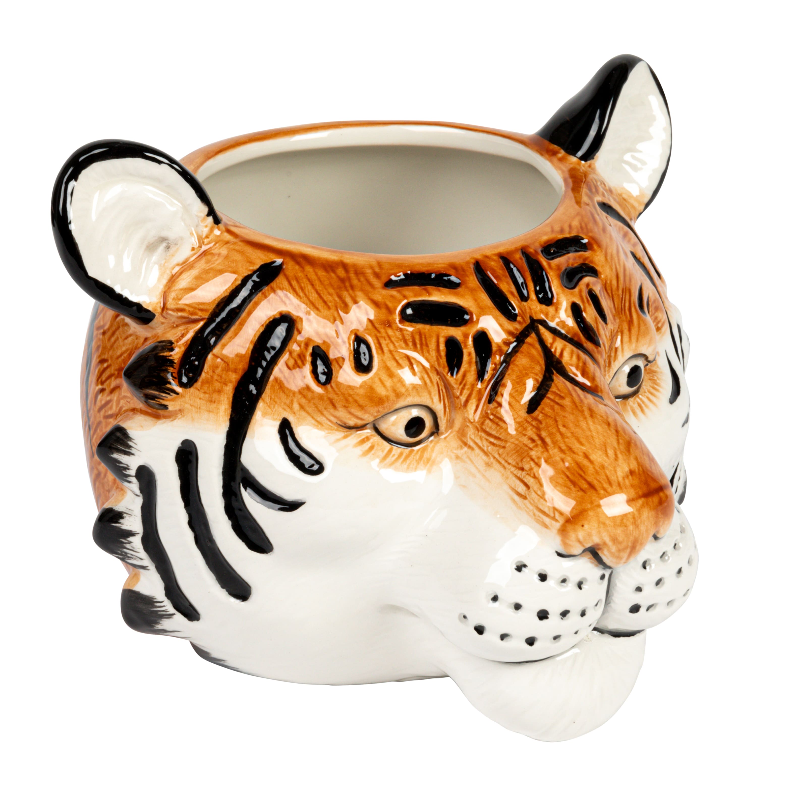 Hello Honey&#xAE; 6&#x22; Round Ceramic Tiger Head Planter