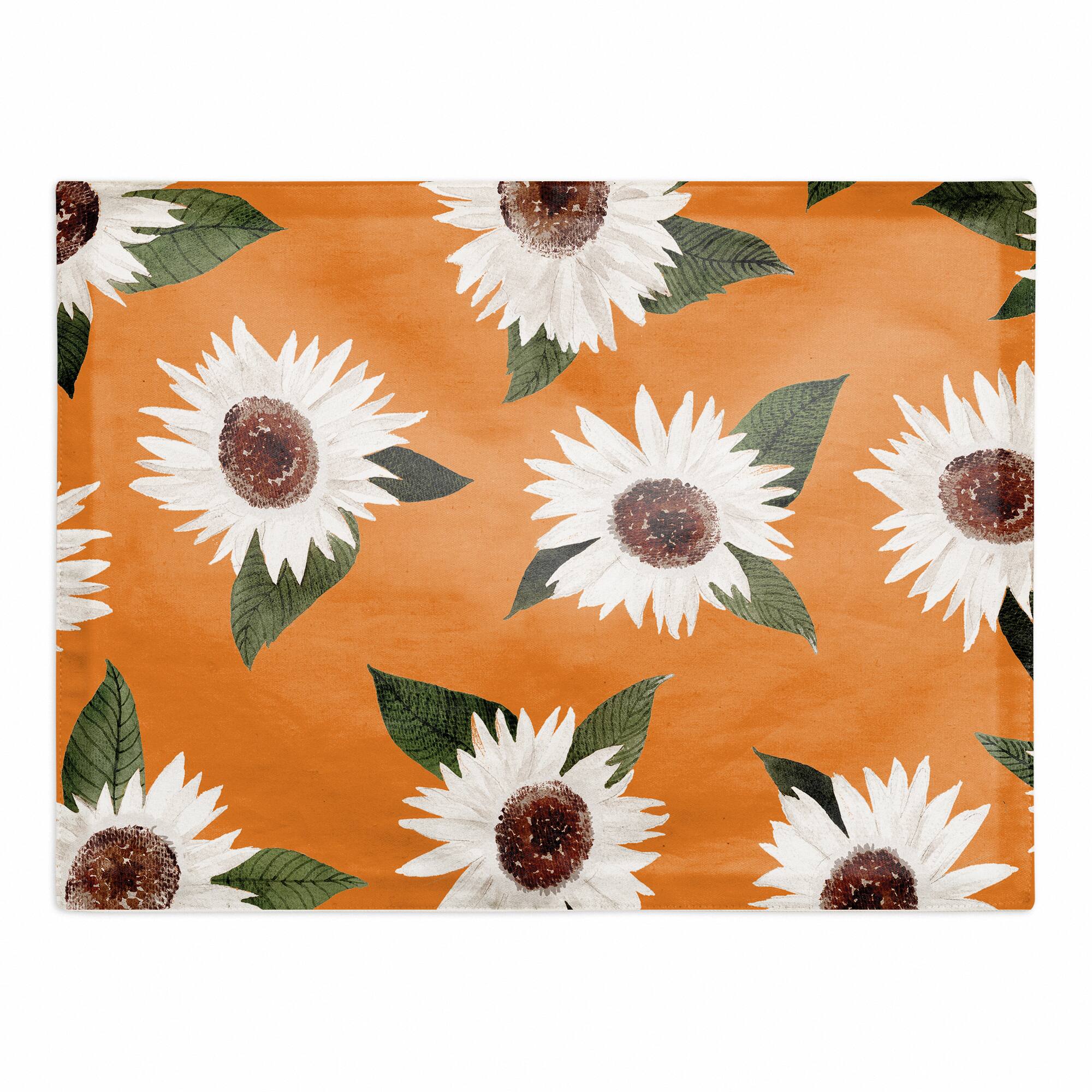 White Flowers 18" x 14" Cotton Twill Placemat