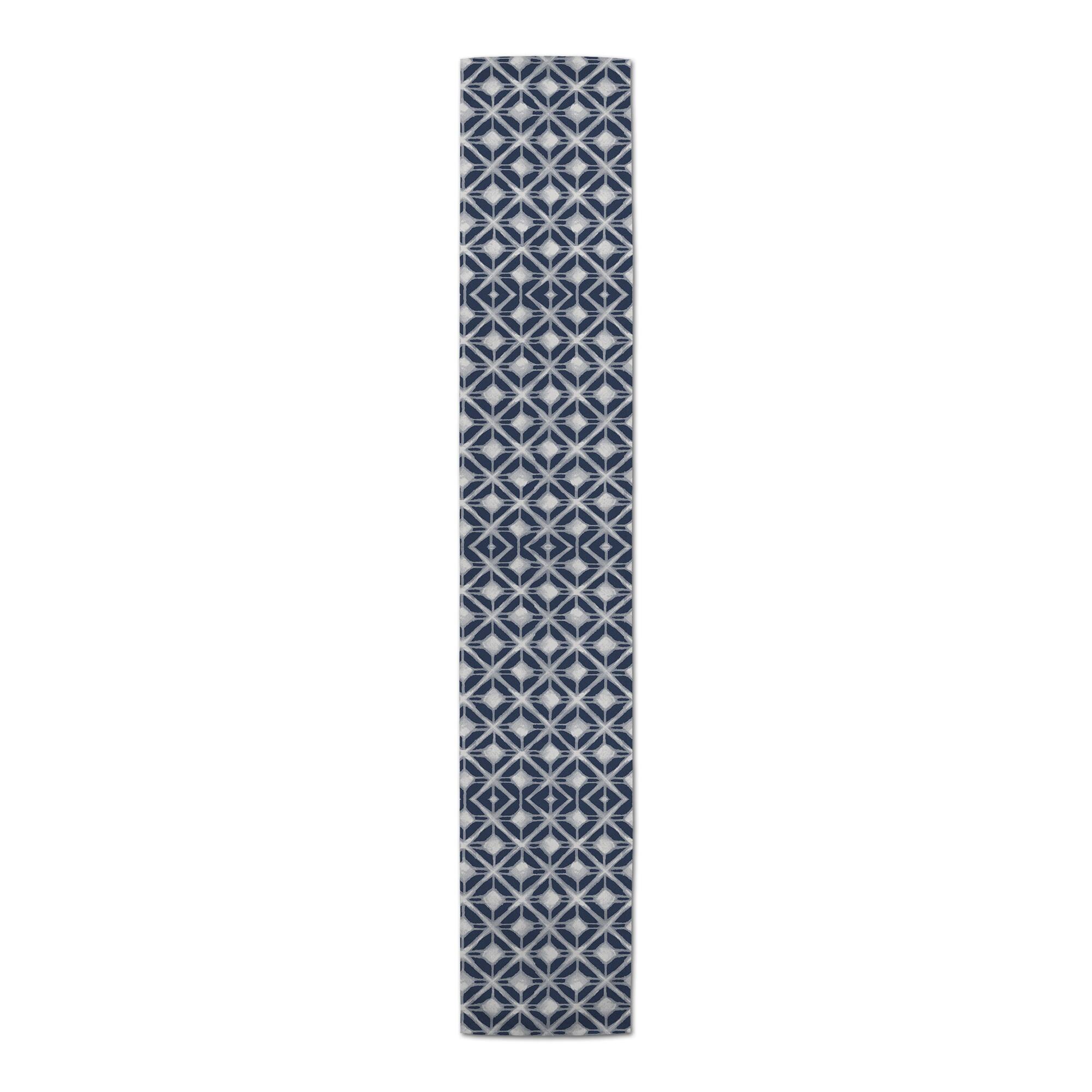 Navy & Gray Diamonds Indoor/Outdoor Table Runner