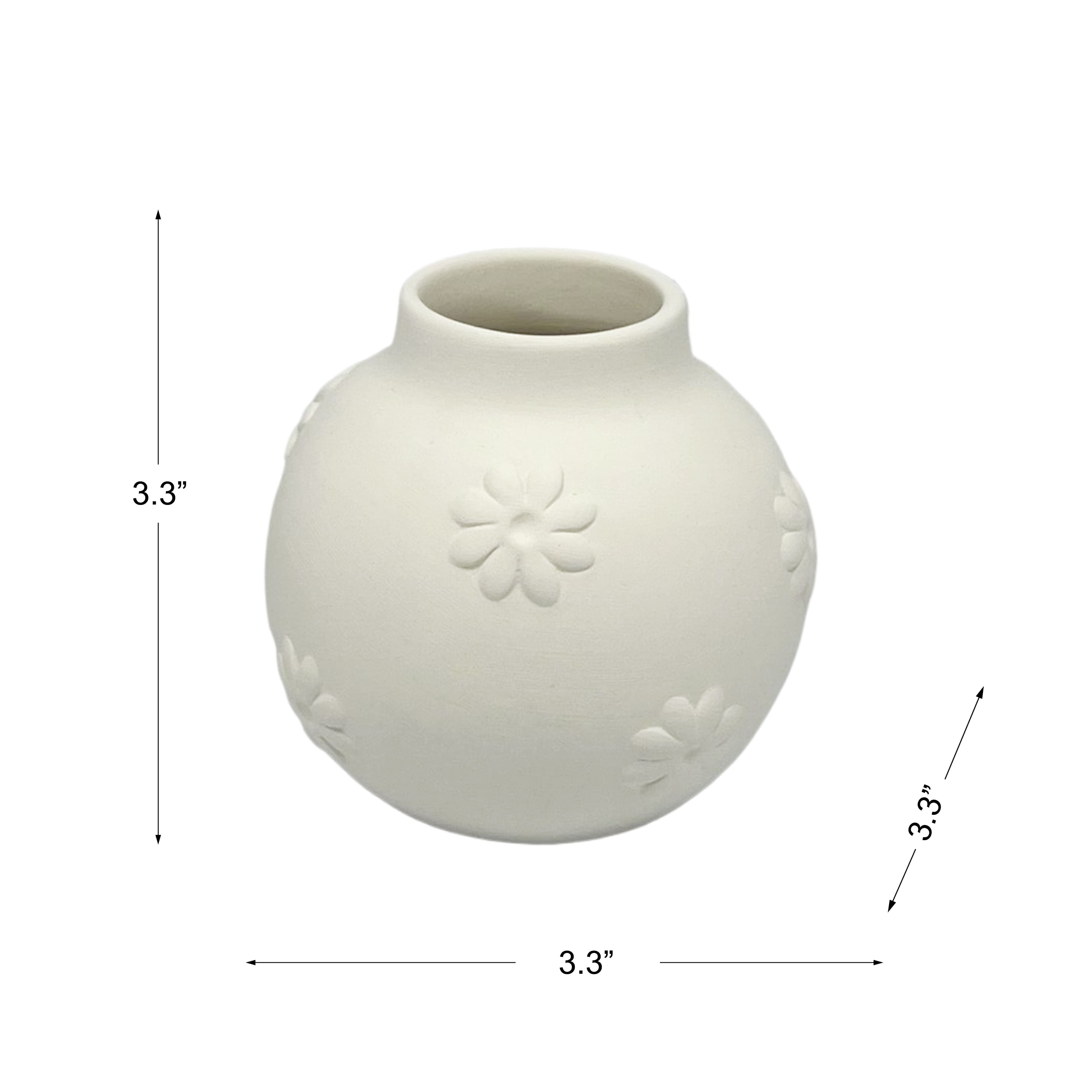 3.25&#x22; Round Flowers Bud Vase DIY Ceramic D&#xE9;cor by Make Market&#xAE;