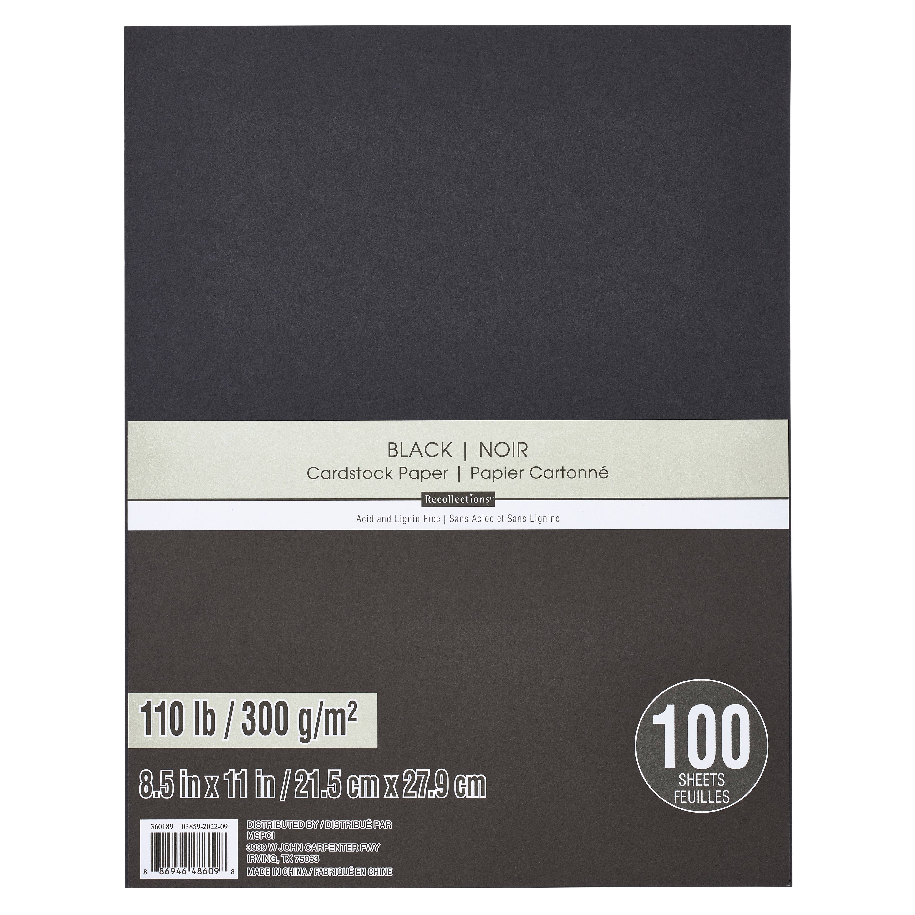 6 Packs: 100 ct. (600 total) Black Heavyweight 8.5&#x22; x 11&#x22; Cardstock Paper by Recollections&#x2122;