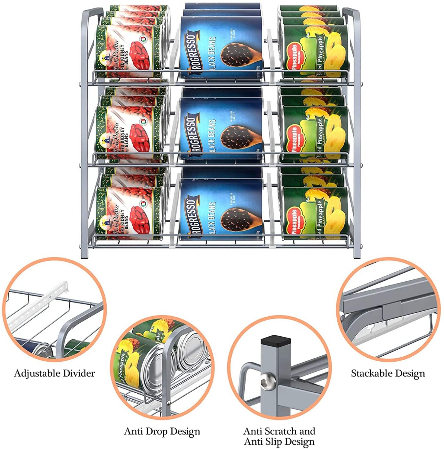 3-Tier Stackable Can Rack Organizer