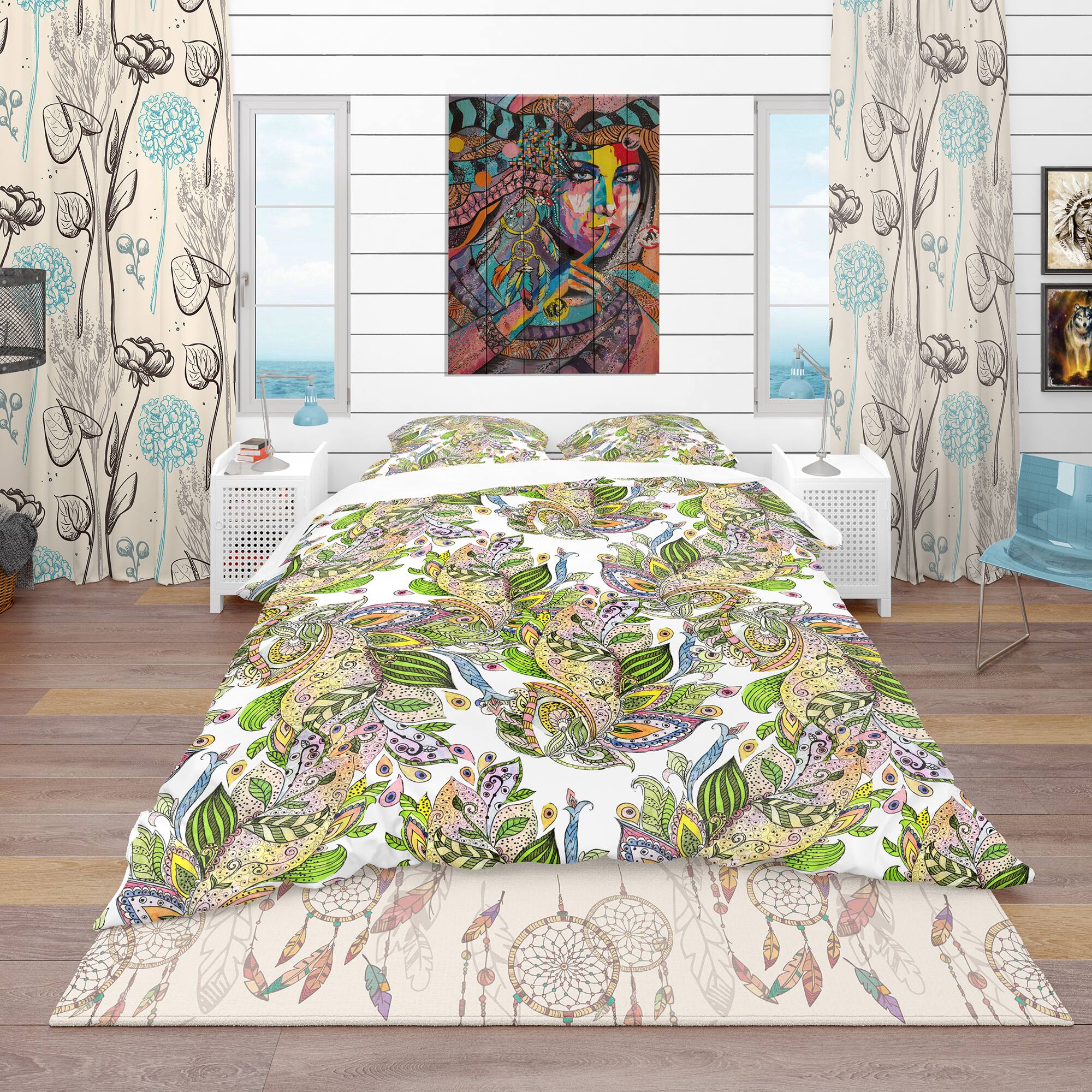 Designart &#x27;Texture Watercolor Abstract Pattern&#x27; Bohemian &#x26; Eclectic Bedding Set - Duvet Cover &#x26; Shams