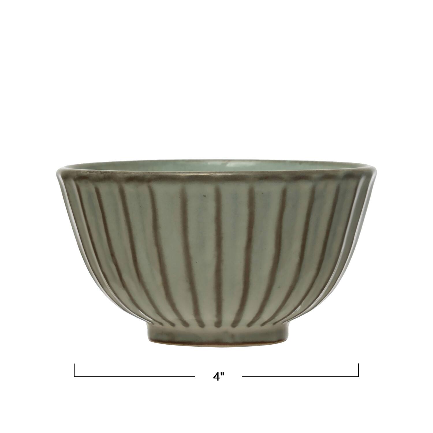 Hello Honey® 4" Reactive Glaze Stoneware Pleated Bowl Set