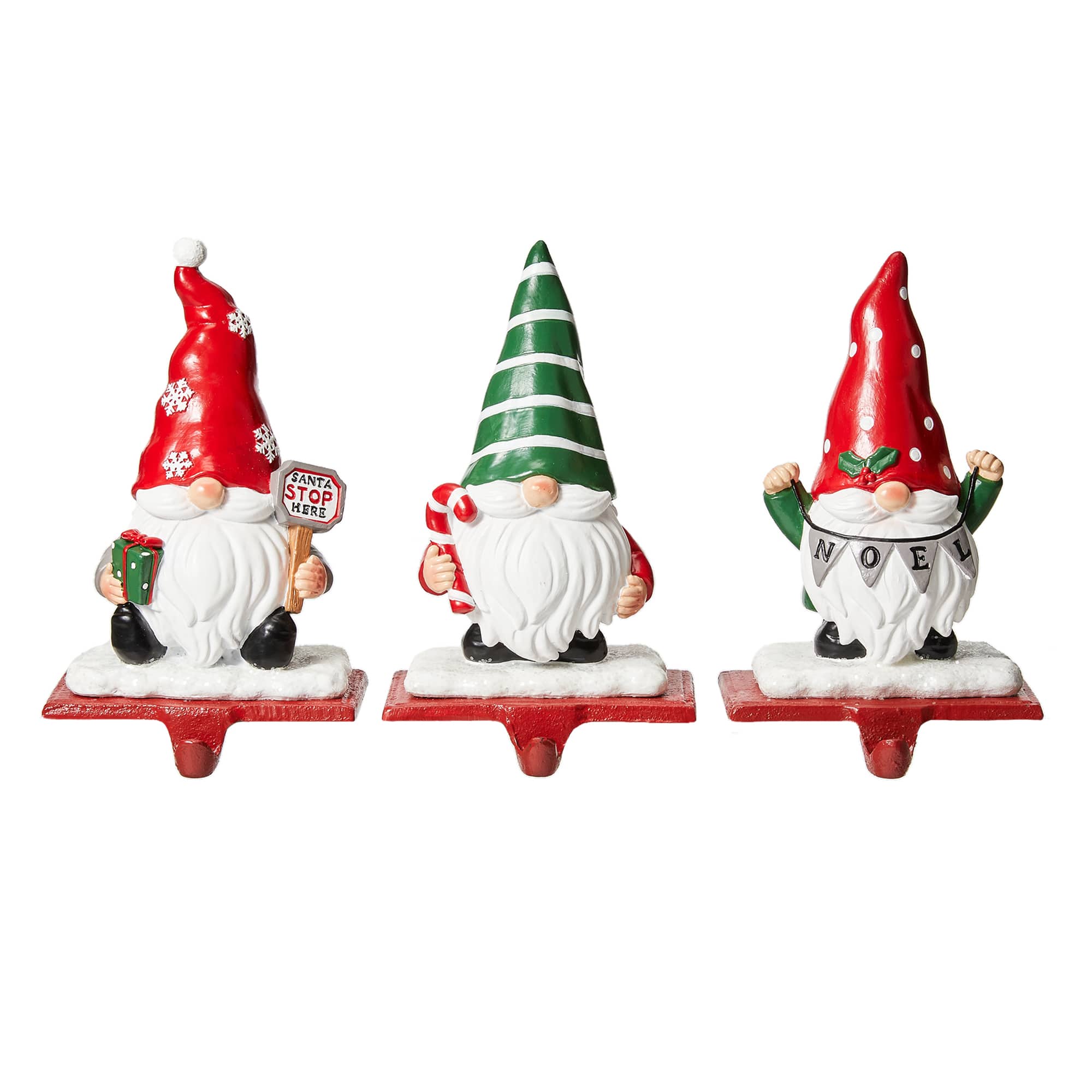 Glitzhome® 7" Gnomes Stocking Holder Set