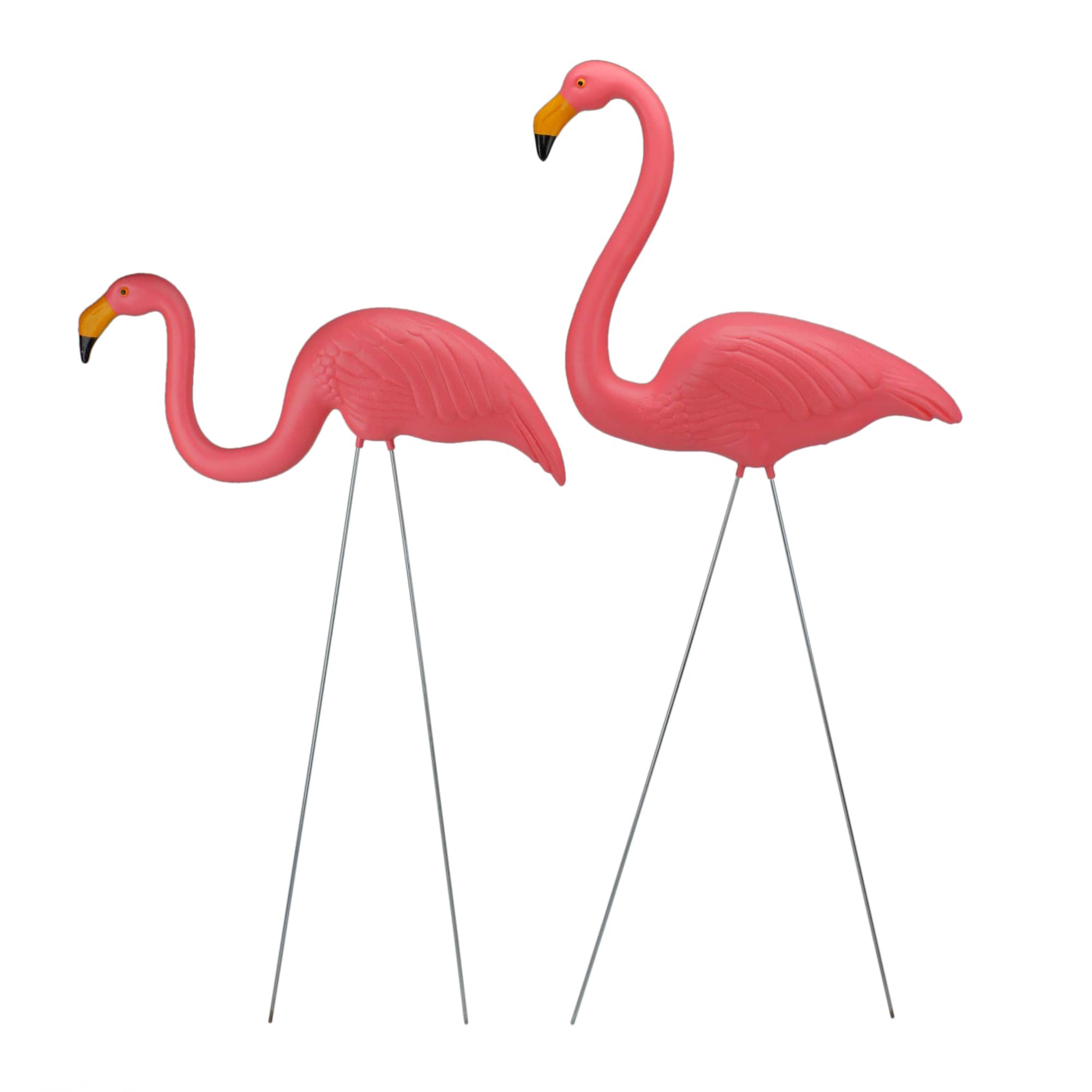 Tropical Pink Flamingo Outdoor Lawn Stakes Set