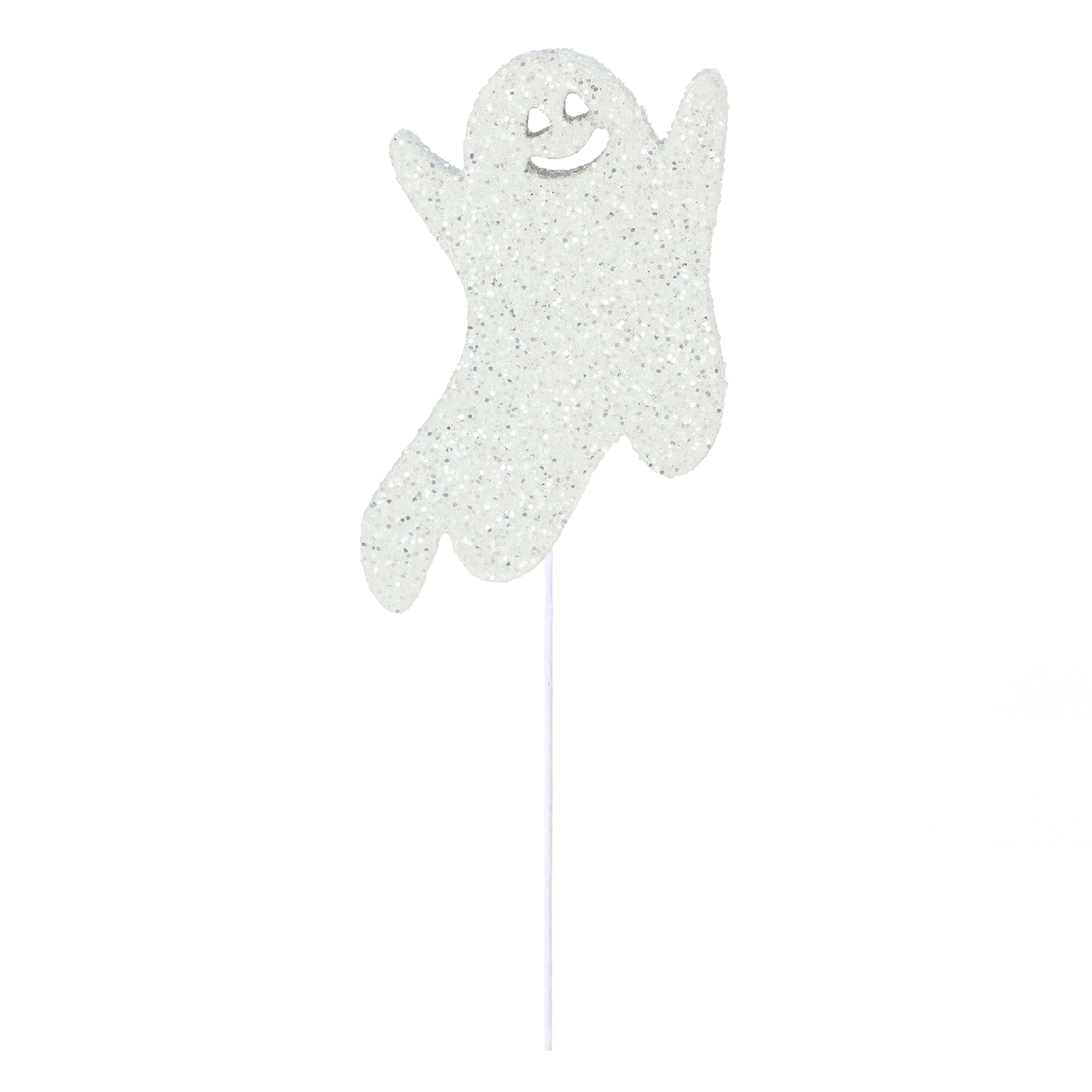 10.25&#x22; White Glitter Ghost Pick by Ashland&#xAE;