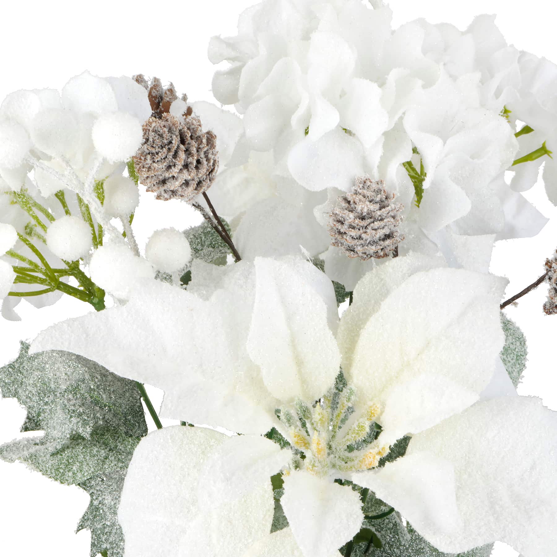 19&#x22; Snowy White Poinsettia &#x26; Hydrangea Mix Deluxe Bush by Ashland&#xAE;