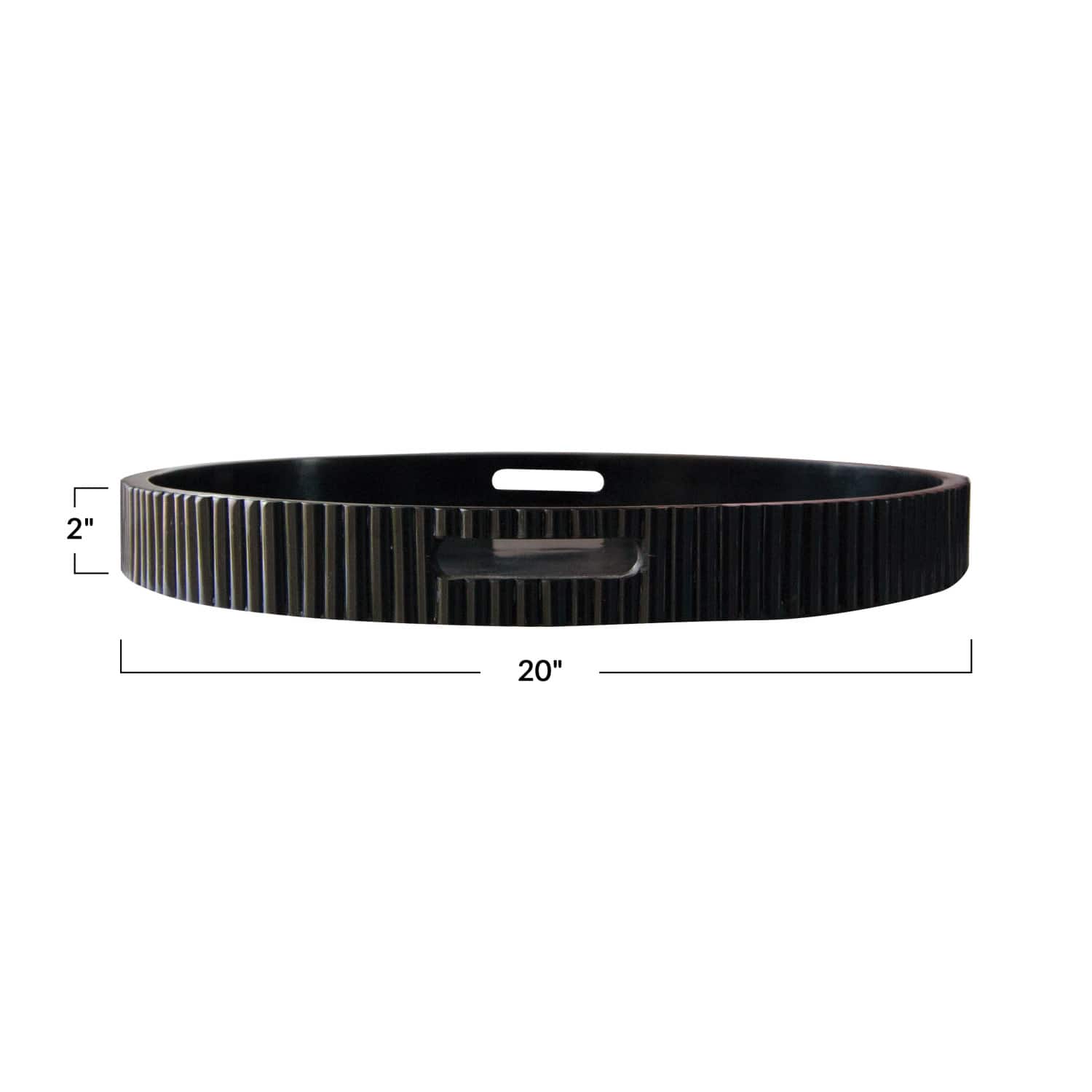 Hello Honey&#xAE; 20&#x22; Black Pleated Tray with Handles